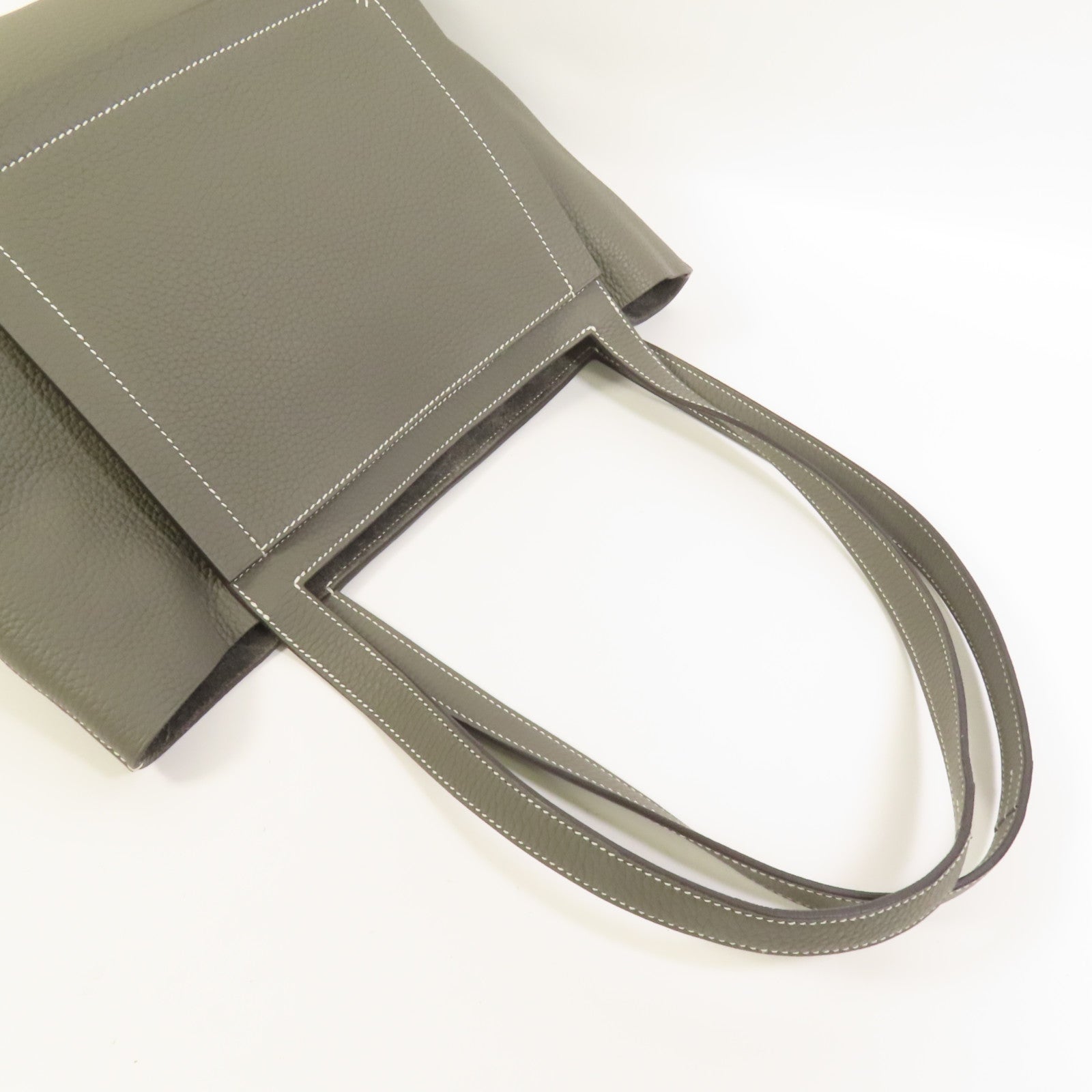 HERMES Clemence皮革Cabasellier 31手挽袋Gris Meyer