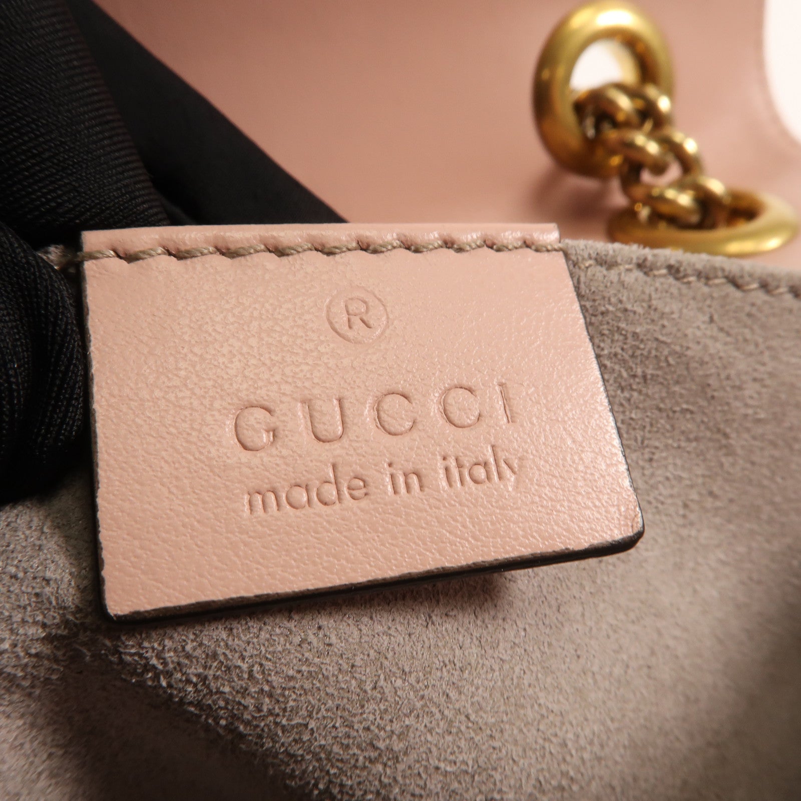 GUCCI 牛皮皮革GG Marmont金扣鏈帶肩背袋