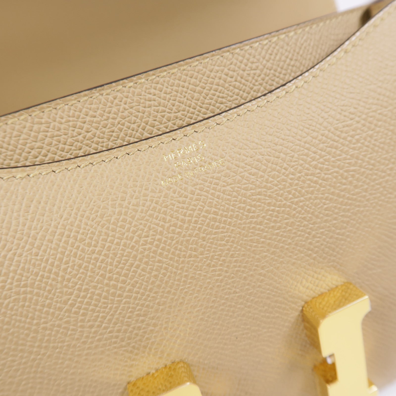 HERMES GHW Constance Mini 2Way Shoulder Hand Bag Veau Epsom Leather 1C Poussiere