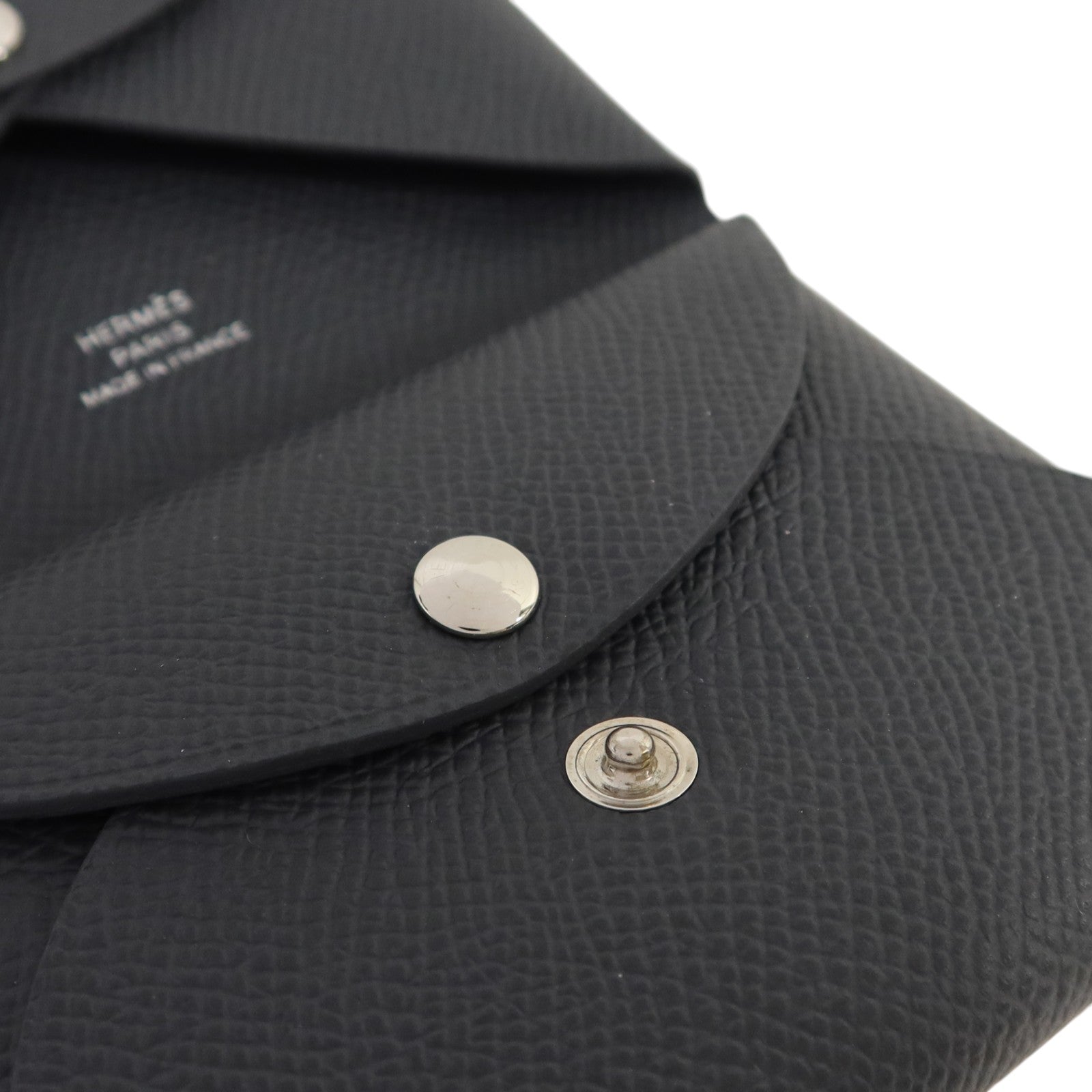 HERMES Epsom皮革Calvi Duo Compact Card Case銀扣卡片套Ardoise