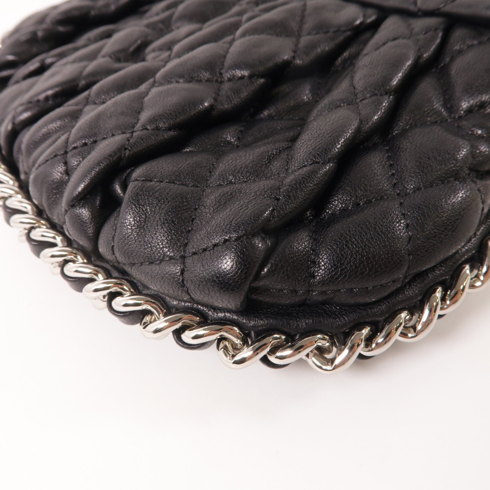 CHANEL 牛皮皮革Shoulder Bag銀扣鏈帶肩背袋