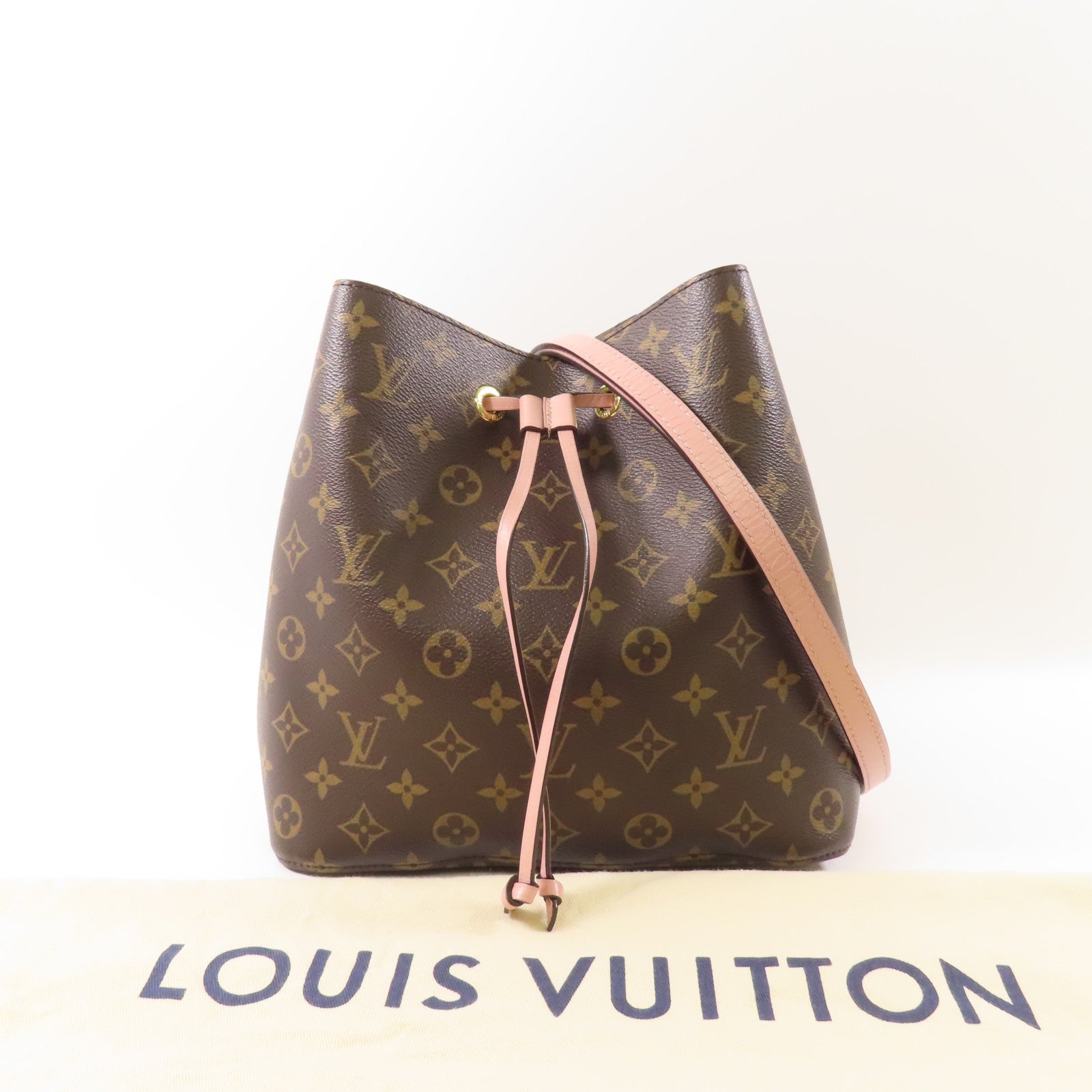 LOUIS VUITTON Monogram Neo Noe金扣手挽肩背兩用袋棕色/粉紅色