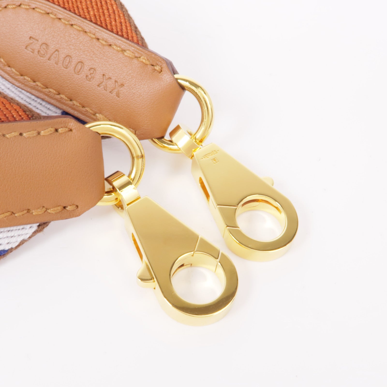 HERMES 帆布Strap金扣肩背帶彩色
