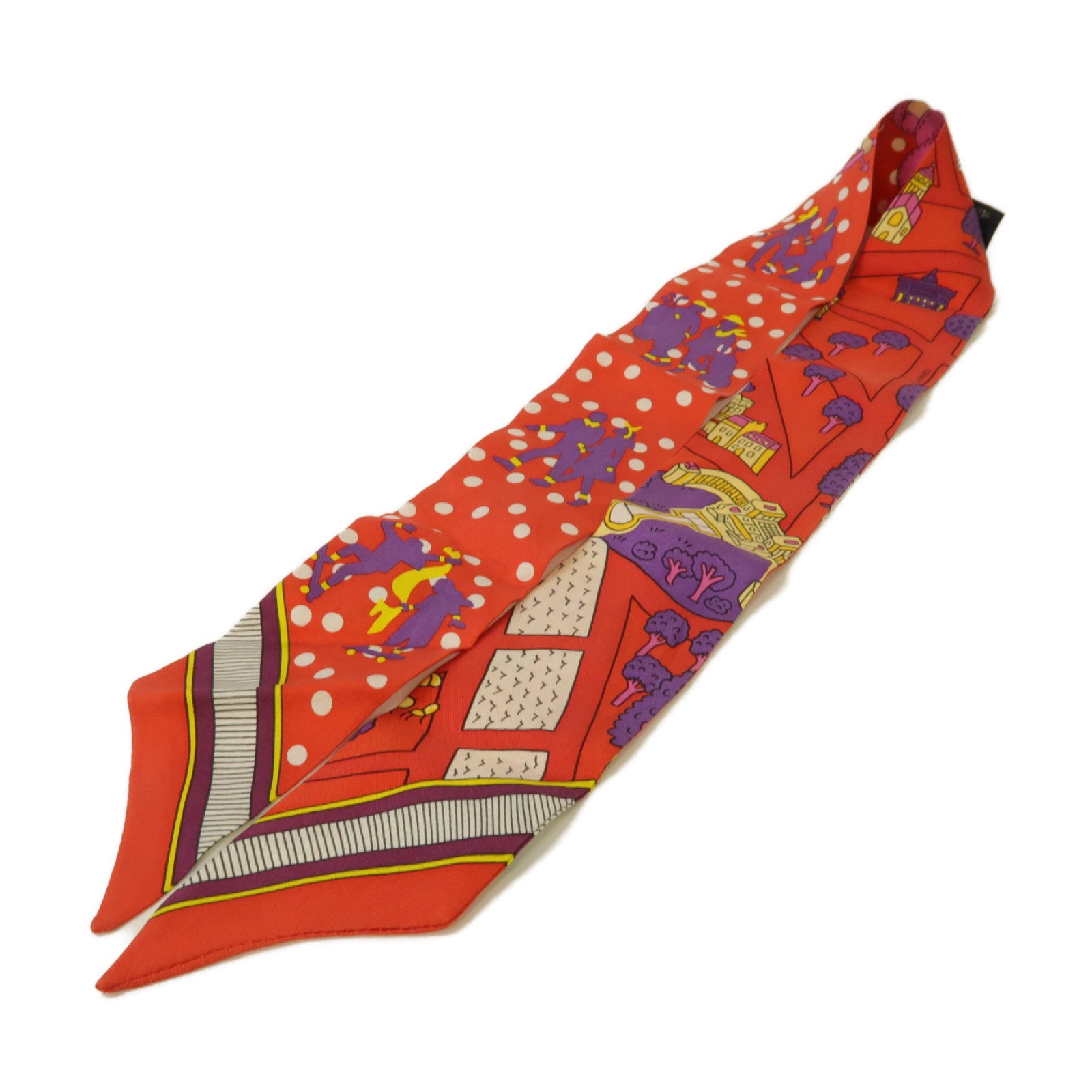 HERMES 【激減優惠】絲質Twilly絲巾紅色