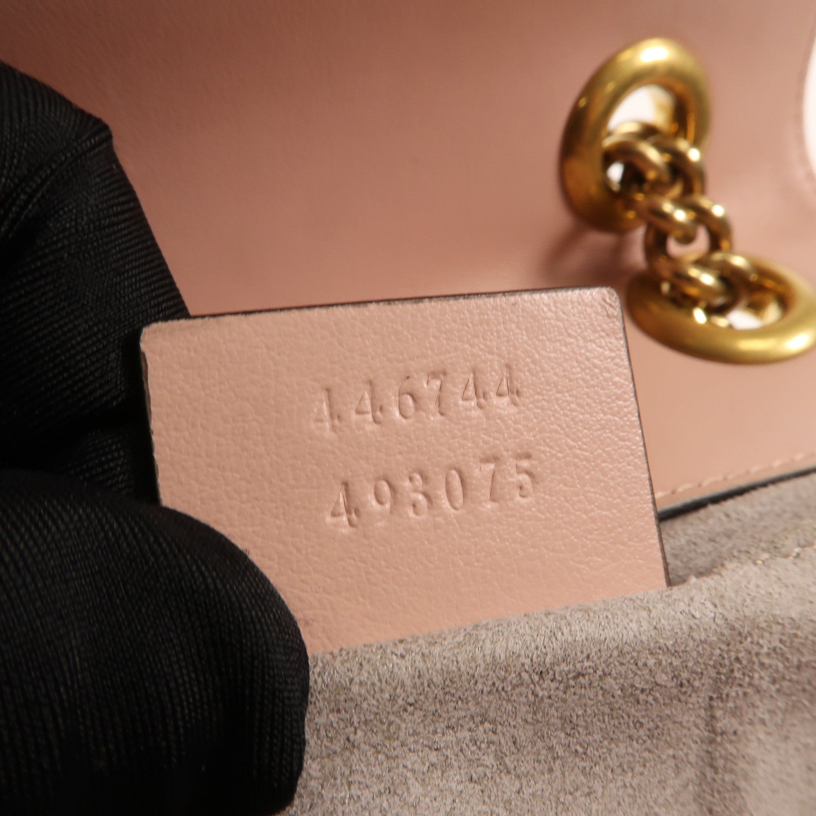 GUCCI 牛皮皮革GG Marmont金扣鏈帶肩背袋