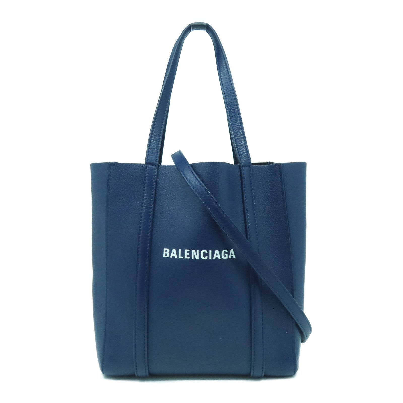 BALENCIAGA 【激減優惠】牛皮皮革XXS Tote Bag銀扣手挽肩背兩用袋深藍色