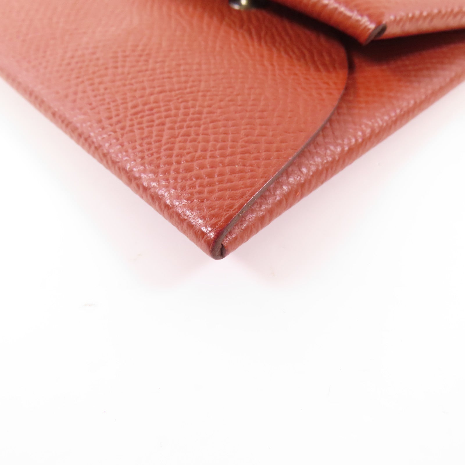 HERMES Epsom皮革Bastia銀扣零錢包Rouge H