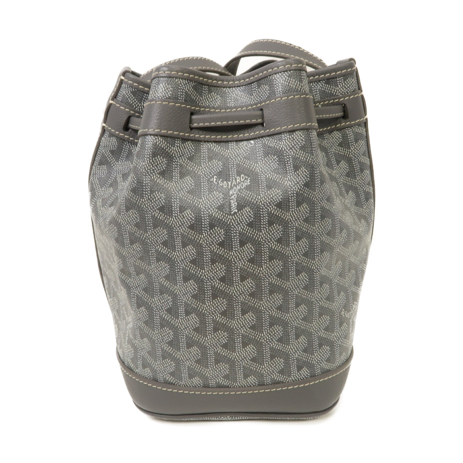 GOYARD 塗層帆布/皮革Bucket Bag銀扣肩背袋灰色