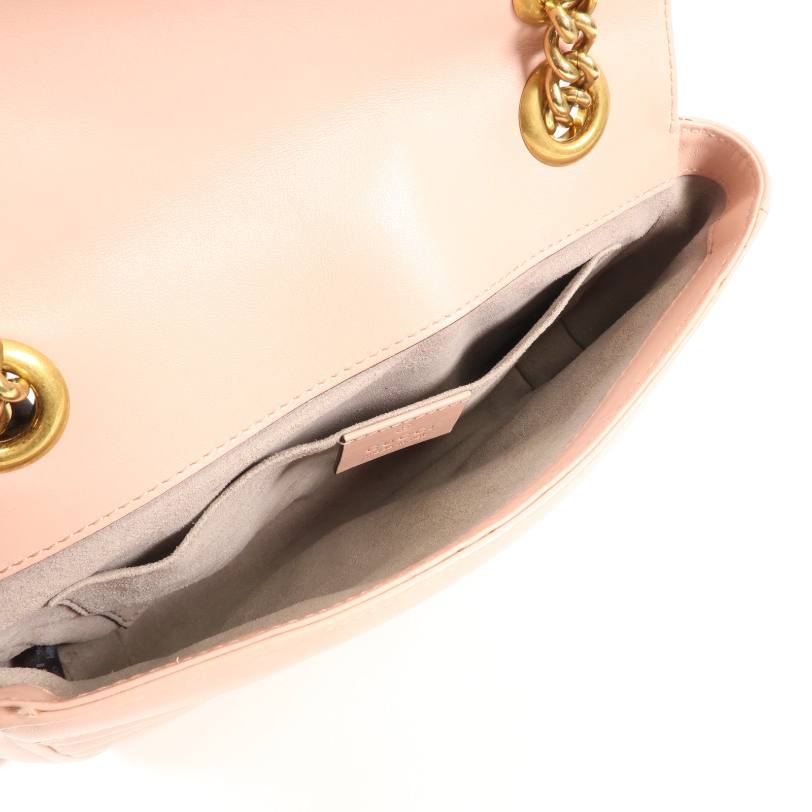 GUCCI 牛皮皮革GG Marmont金扣鏈帶肩背袋