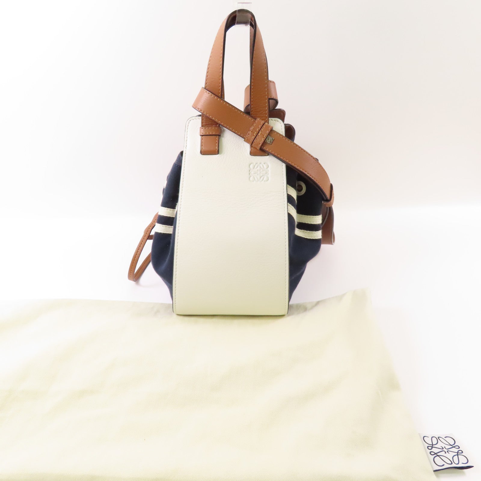 LOEWE 牛皮皮革/帆布Hammock肩背袋