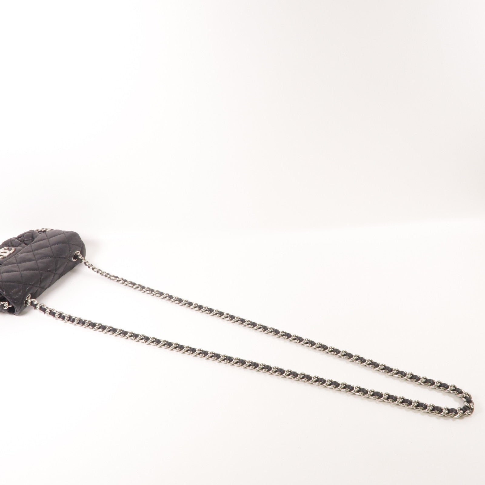 CHANEL 牛皮皮革Shoulder Bag銀扣鏈帶肩背袋