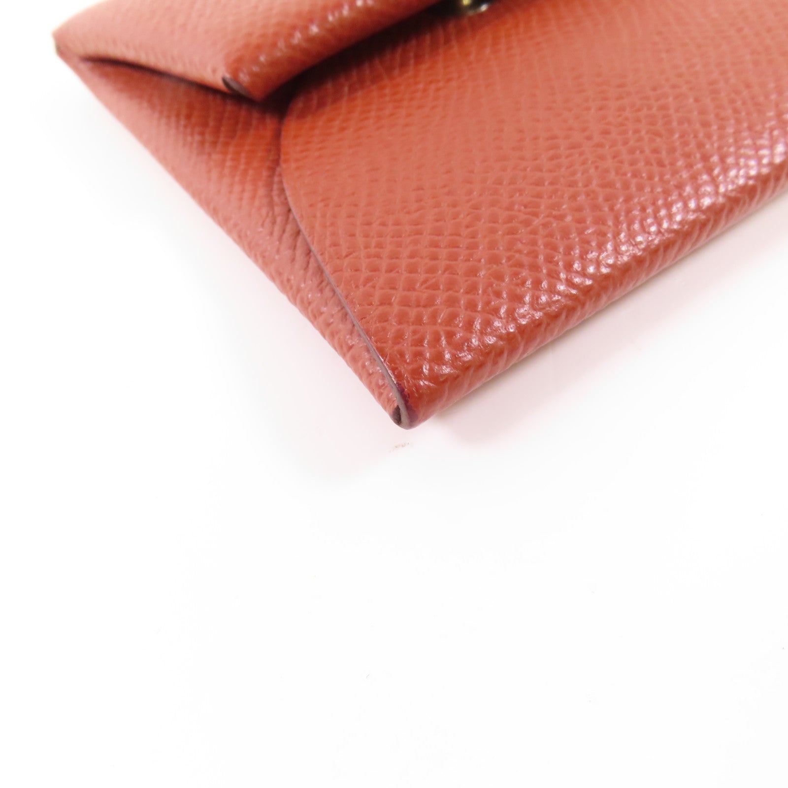 HERMES Epsom皮革Bastia銀扣零錢包Rouge H