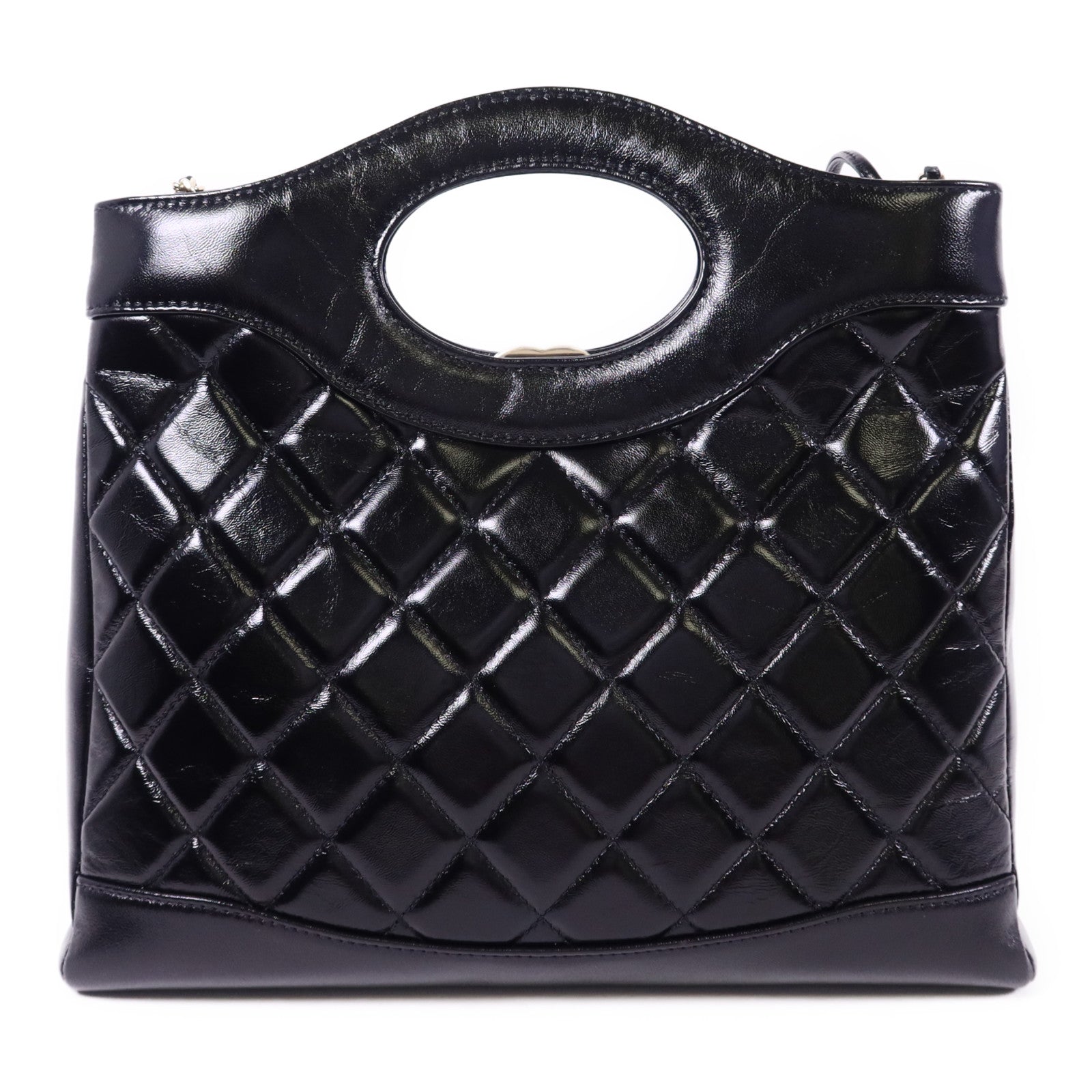 CHANEL 牛皮皮革Mini 31金扣手挽肩背兩用袋