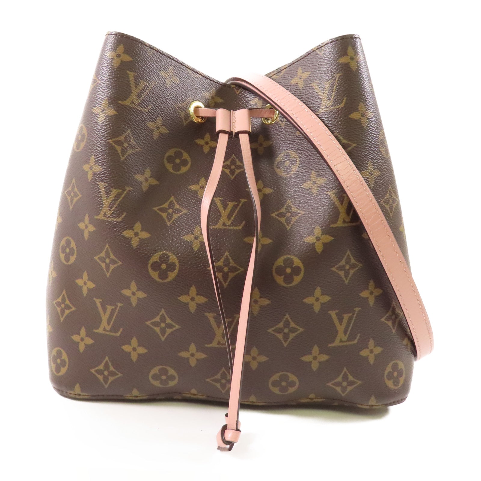 LOUIS VUITTON Monogram Neo Noe金扣手挽肩背兩用袋棕色/粉紅色