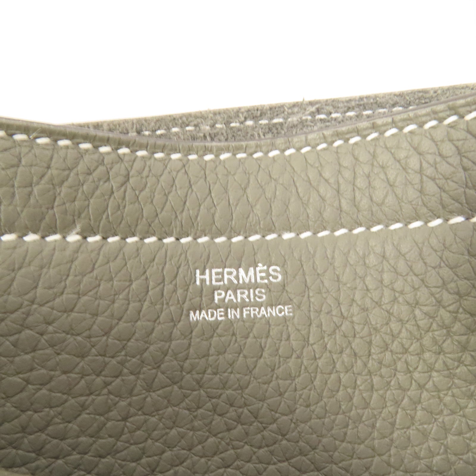 HERMES Clemence皮革Cabasellier 31手挽袋Gris Meyer