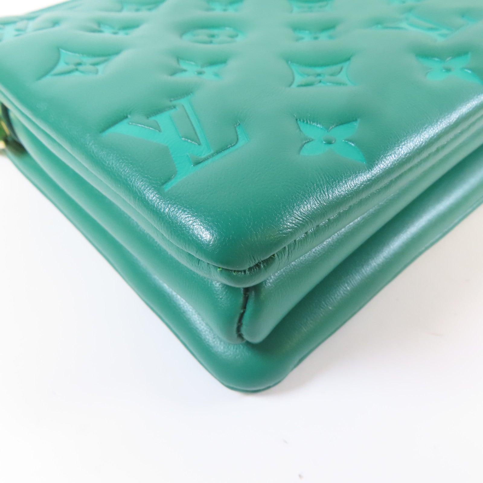 LOUIS VUITTON 【激減優惠】羊皮皮革Coussin BB金扣手挽肩背兩用袋綠色