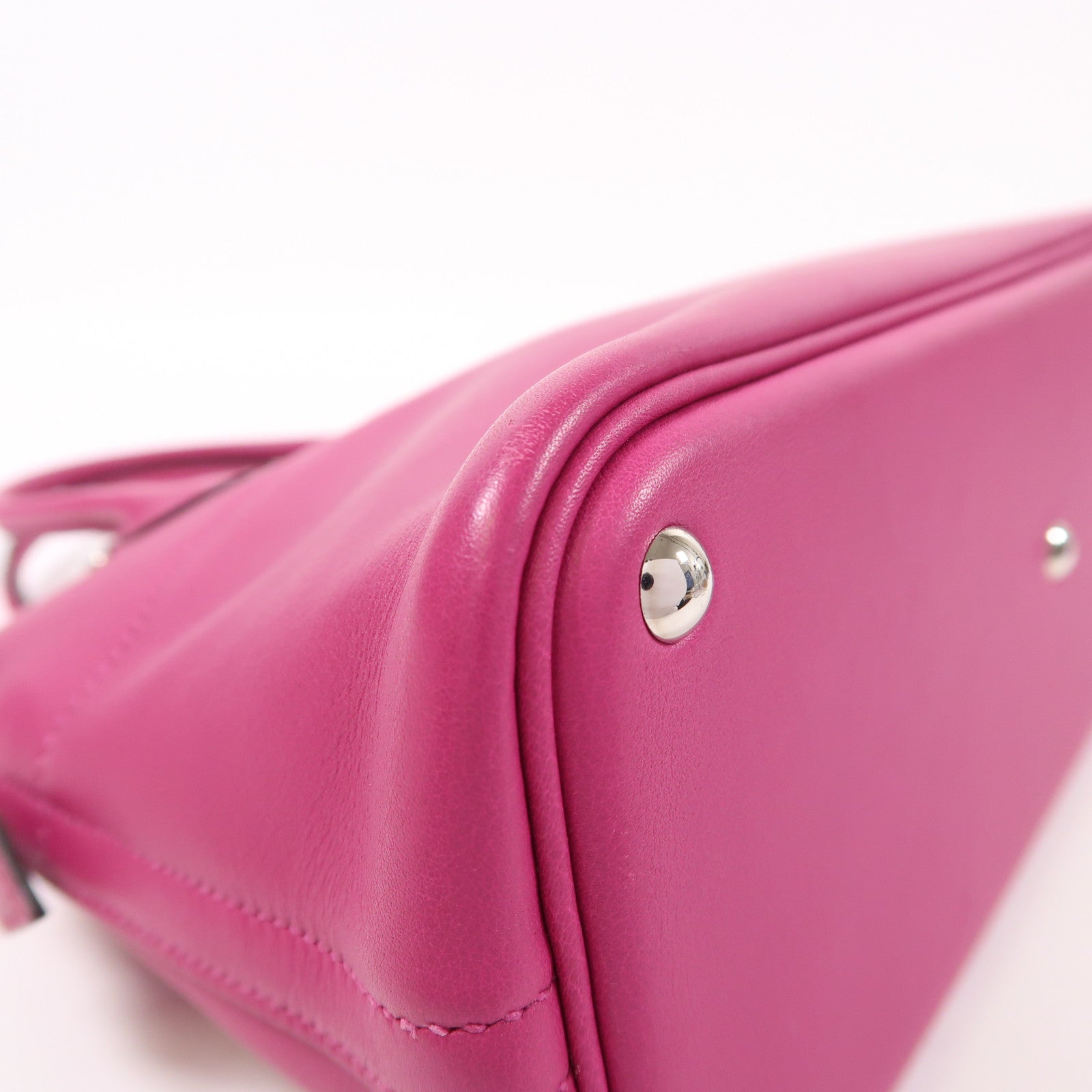 HERMES Swift皮革Bolide 27銀扣手挽肩背兩用袋Rose Pourpre