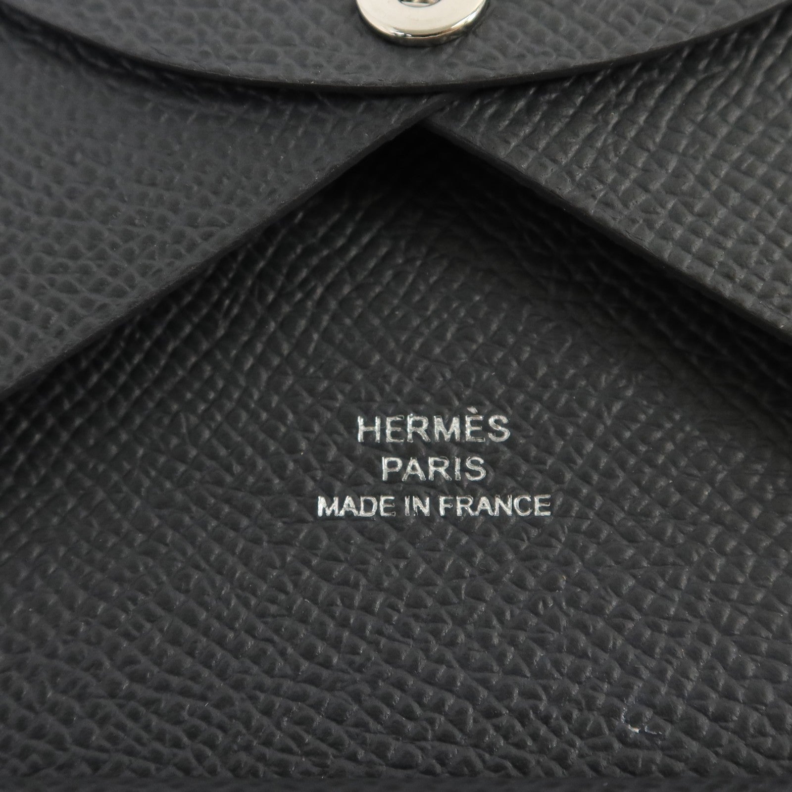 HERMES Epsom皮革Calvi Duo Compact Card Case銀扣卡片套Ardoise