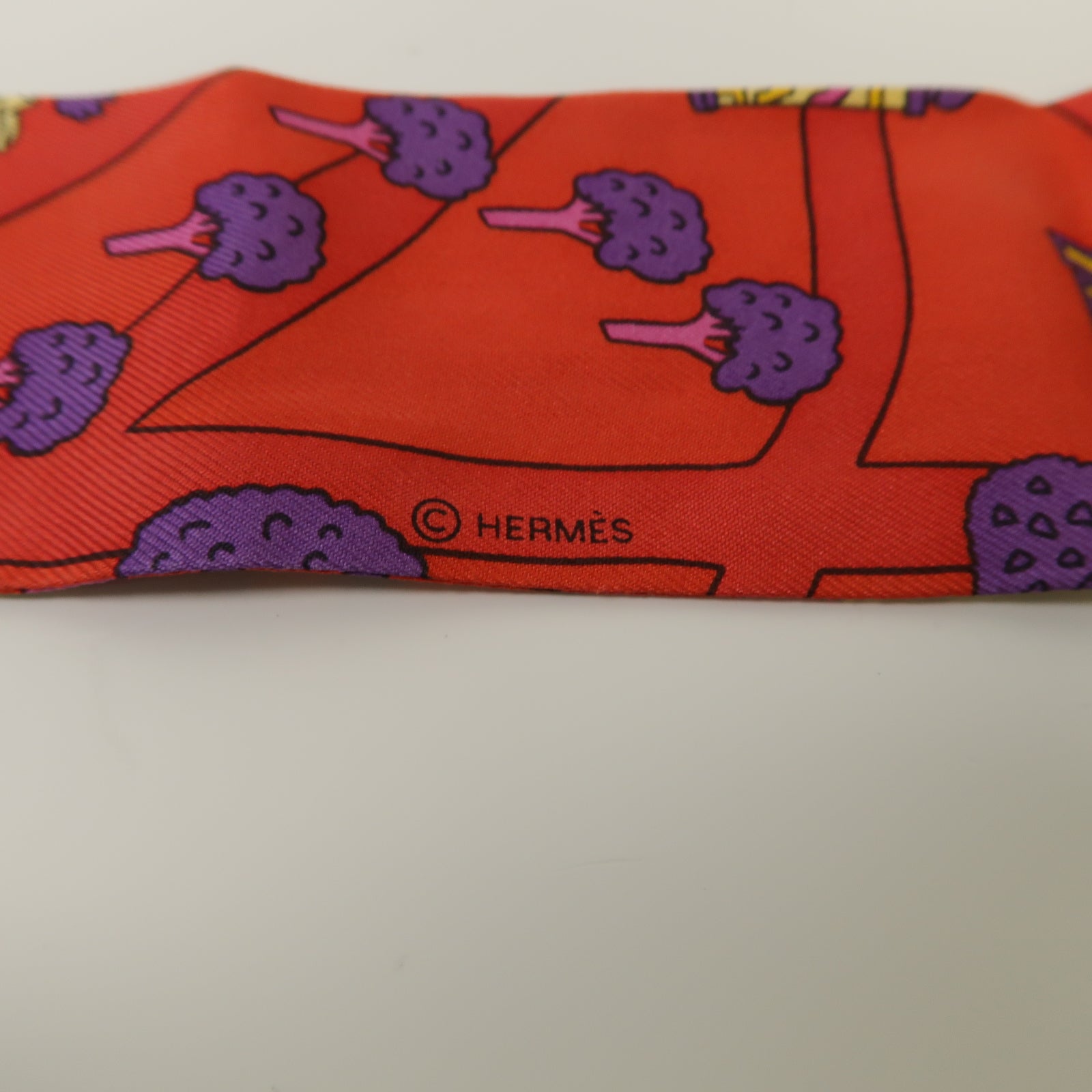 HERMES 【激減優惠】絲質Twilly絲巾紅色