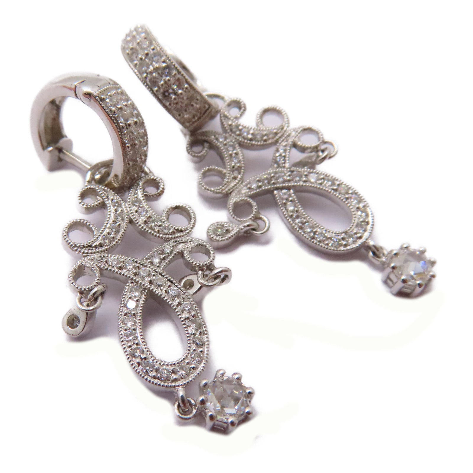 JEWELRY 【激減優惠】18K白金Diamond Earrings 1.20ct/0.52ct鑽石耳環