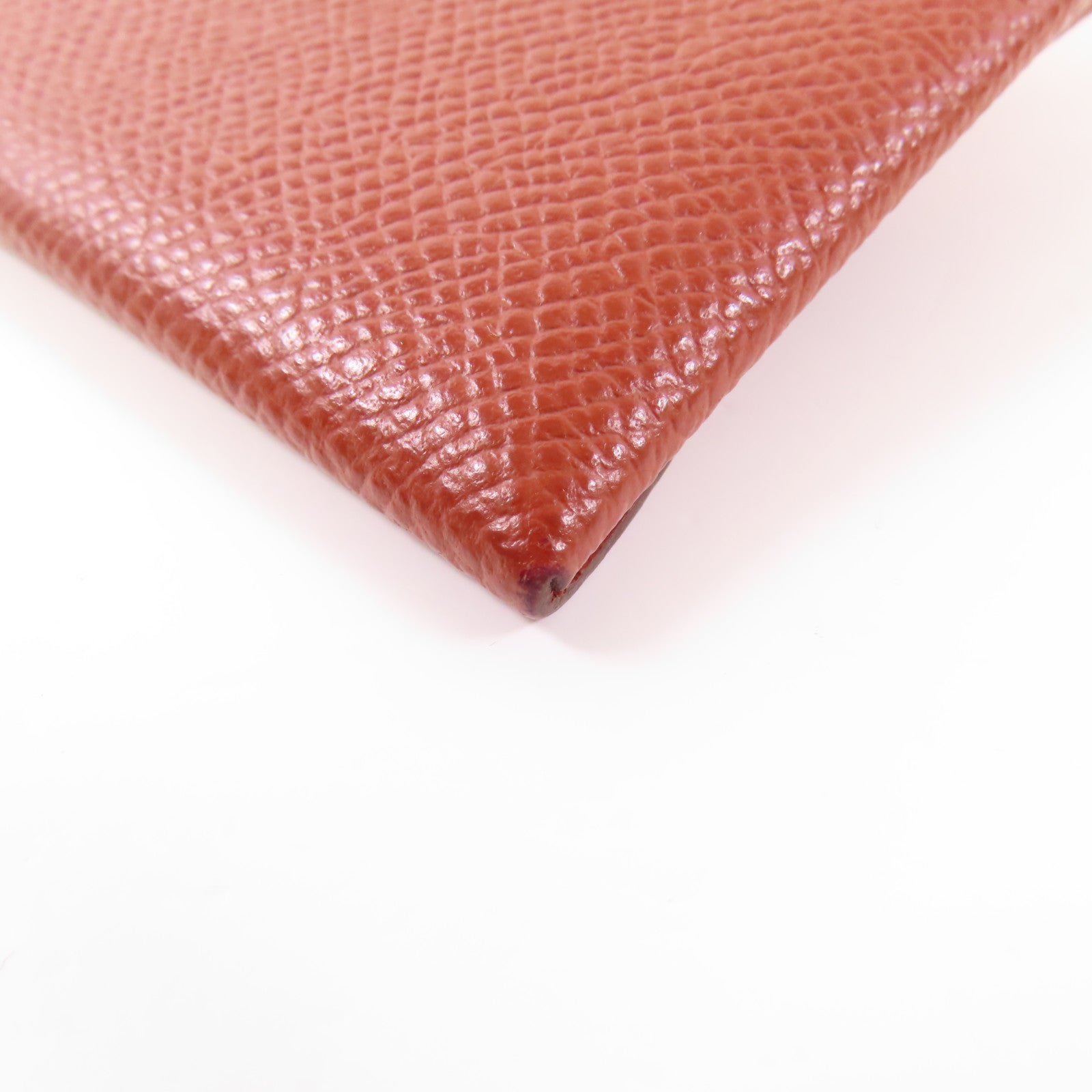 HERMES Epsom皮革Bastia銀扣零錢包Rouge H