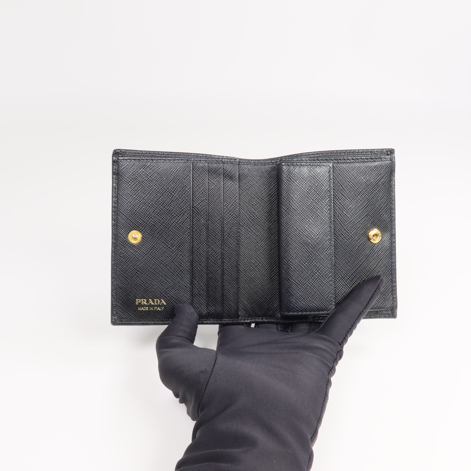 PRADA 牛皮皮革Wallet金扣錢包