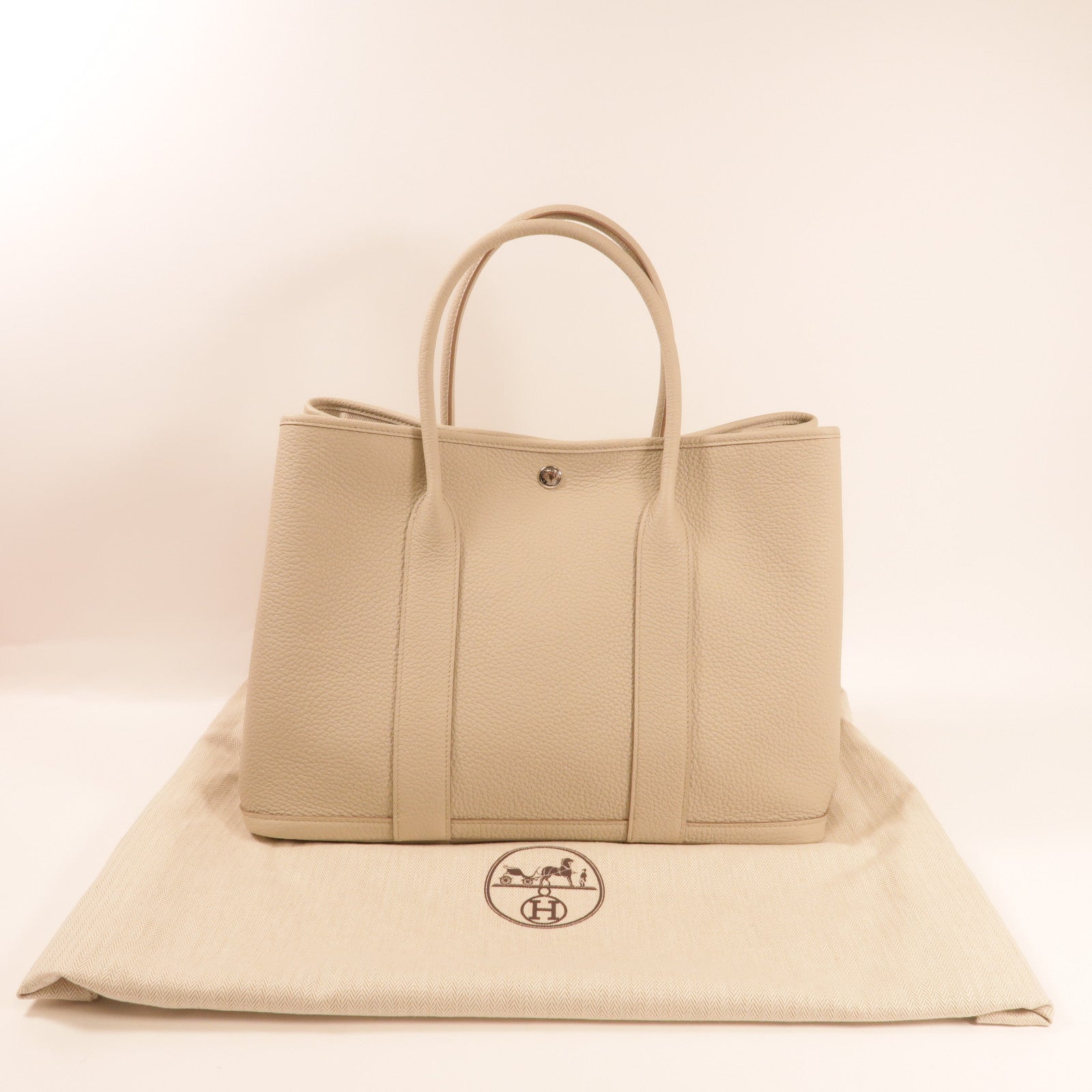 HERMES Negonda皮革Garden Party PM銀扣手挽袋Beton
