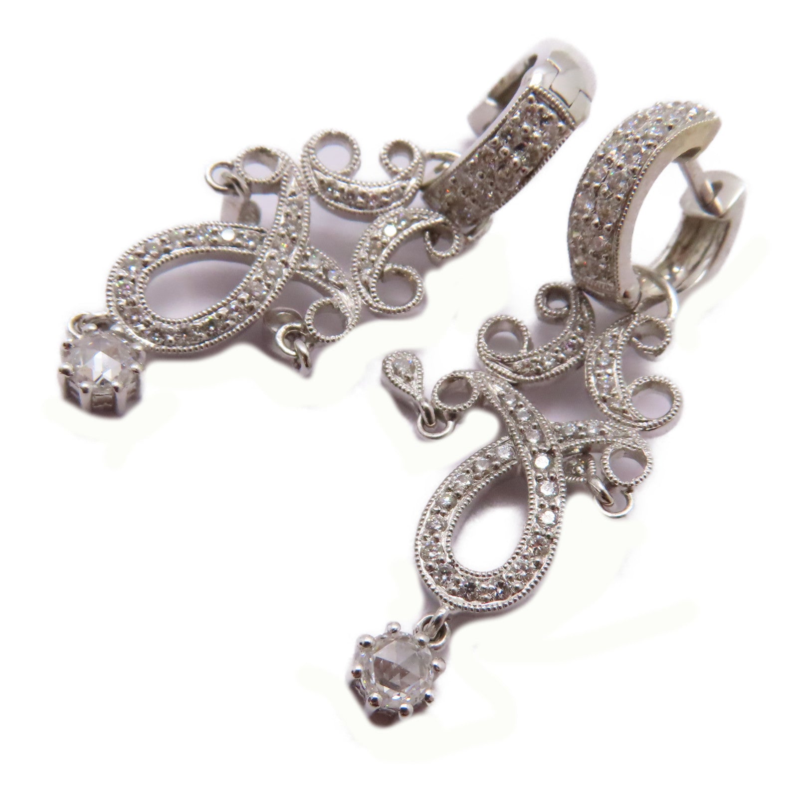 JEWELRY 【激減優惠】18K白金Diamond Earrings 1.20ct/0.52ct鑽石耳環