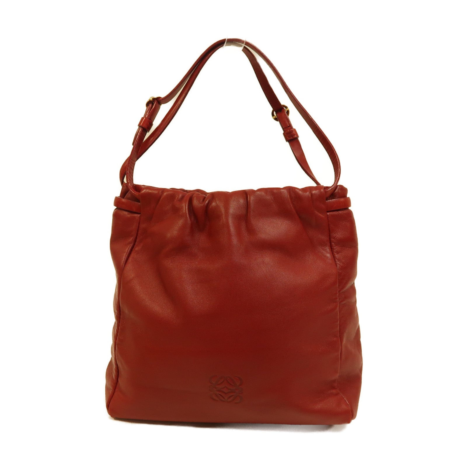 LOEWE 羊皮皮革Hand Bag金扣手挽袋紅色