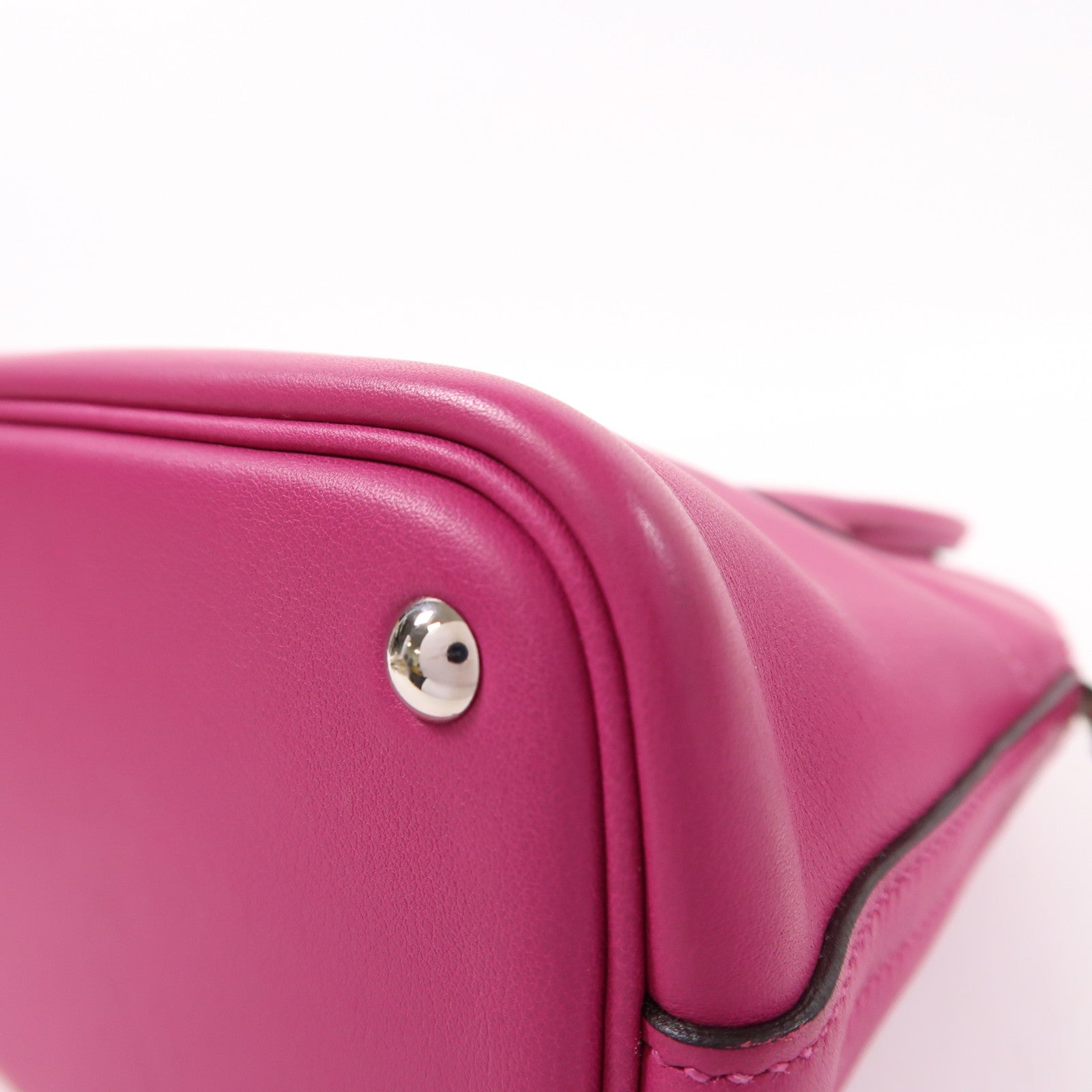 HERMES Swift皮革Bolide 27銀扣手挽肩背兩用袋Rose Pourpre