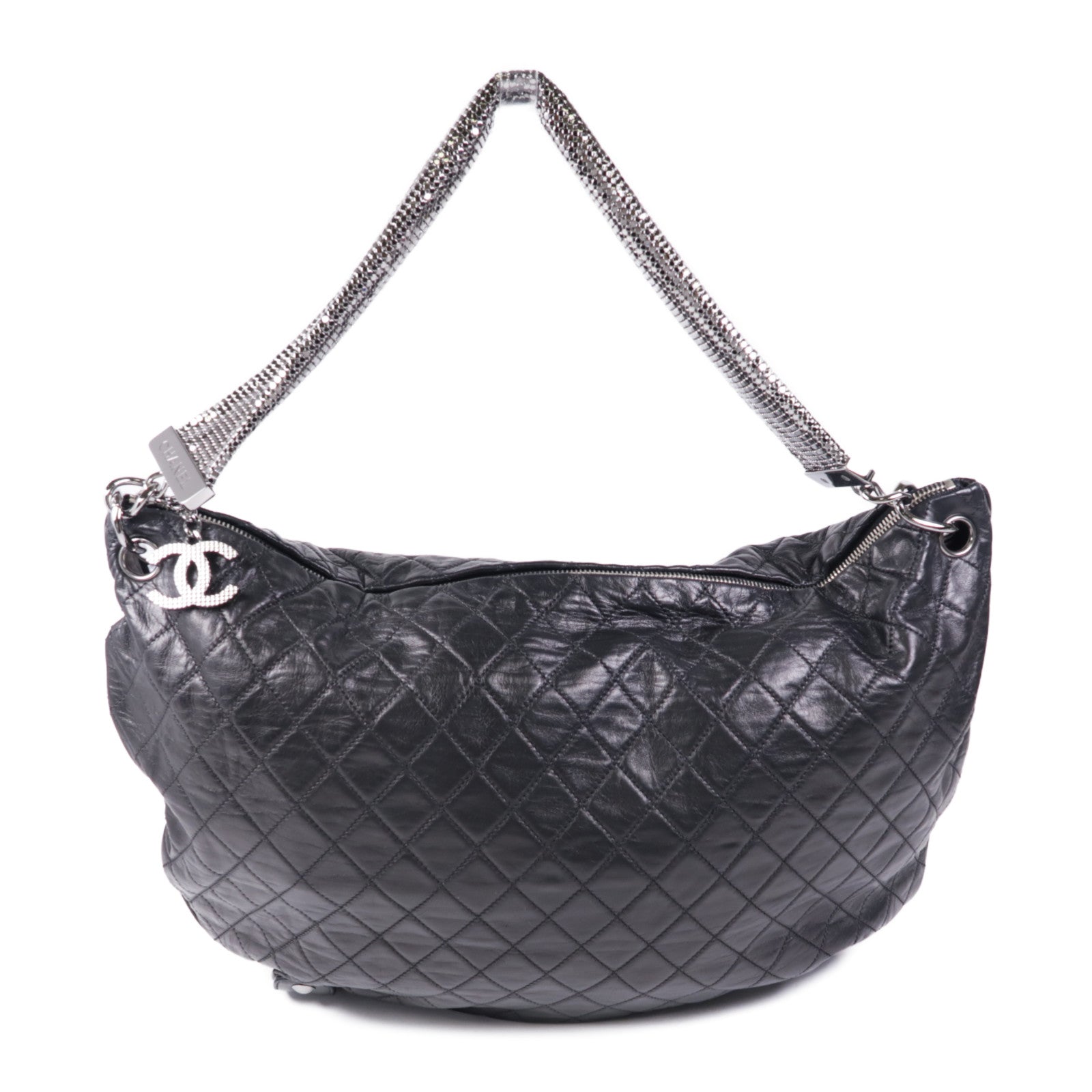 CHANEL 羊皮皮革Shoulder Bag銀扣肩背袋