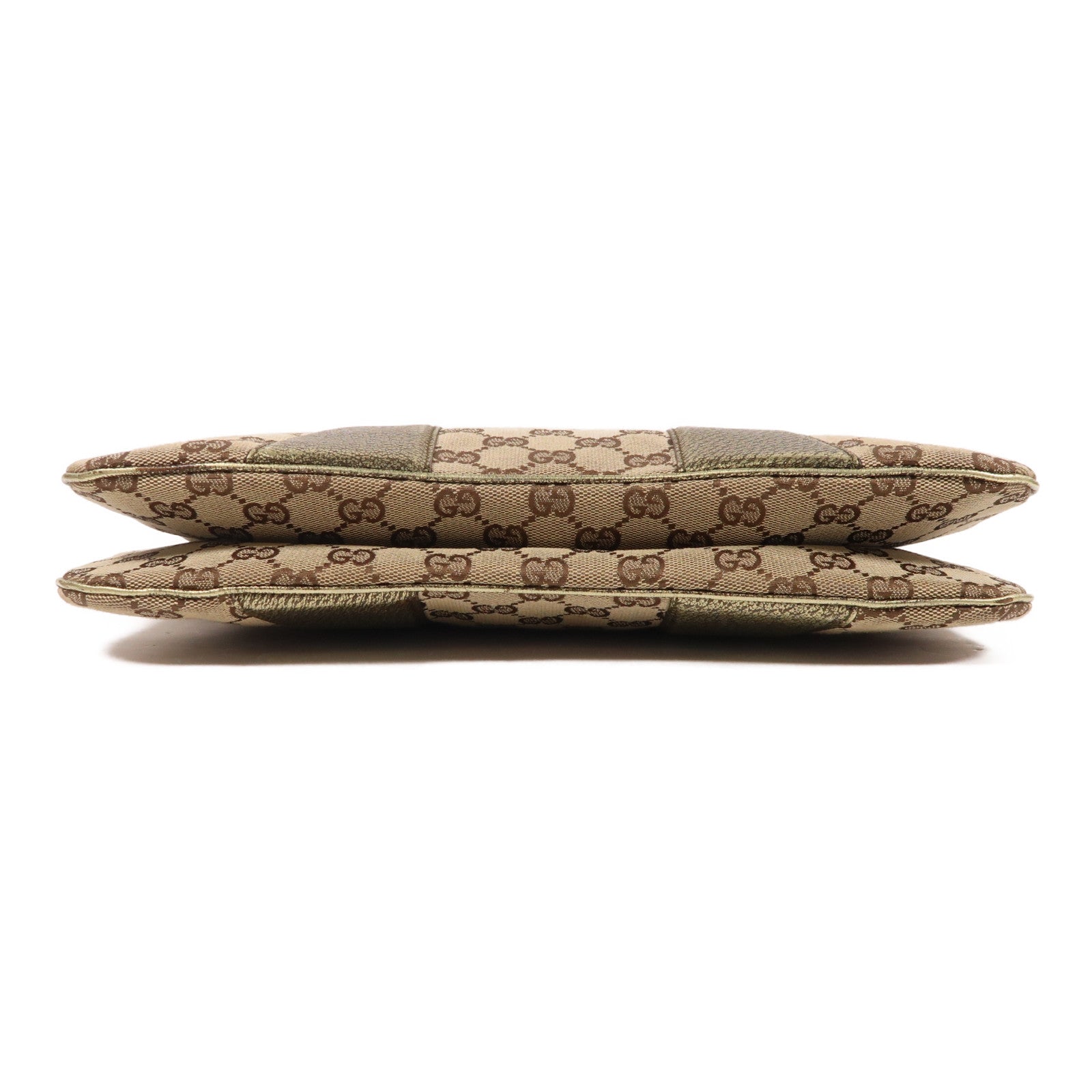 GUCCI 帆布Chain Shoulder金扣鏈帶肩背袋啡色