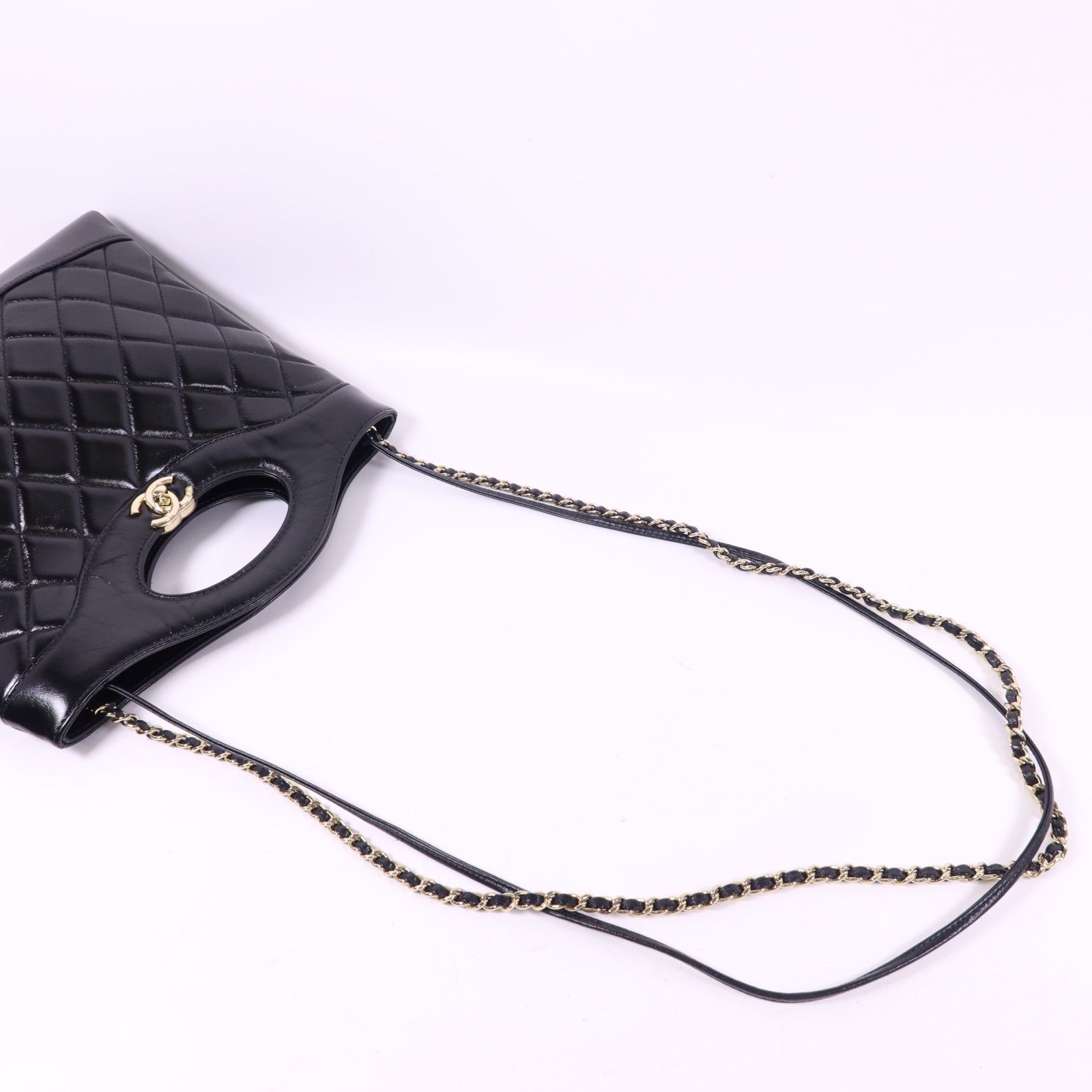 CHANEL 牛皮皮革Mini 31金扣手挽肩背兩用袋