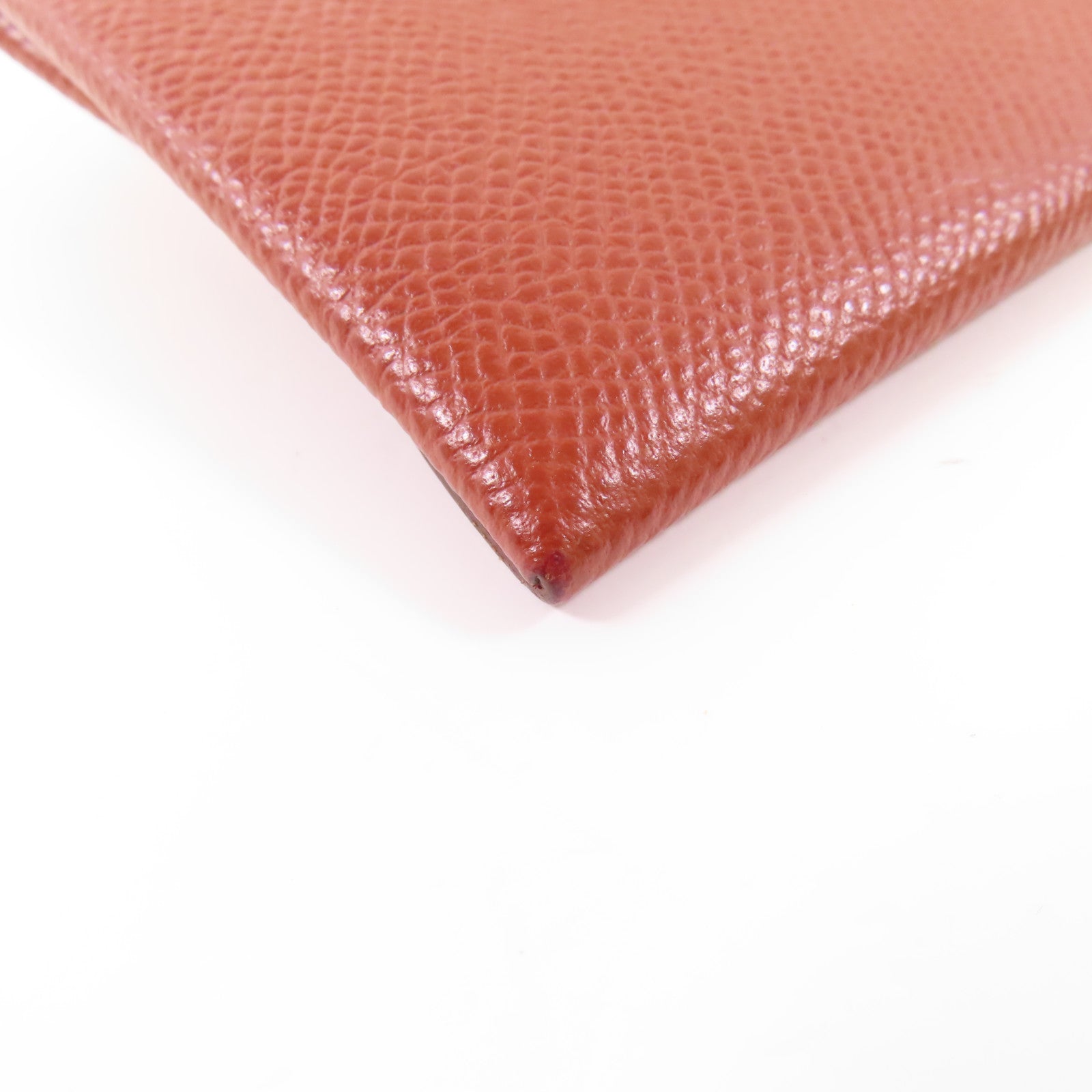 HERMES Epsom皮革Bastia銀扣零錢包Rouge H