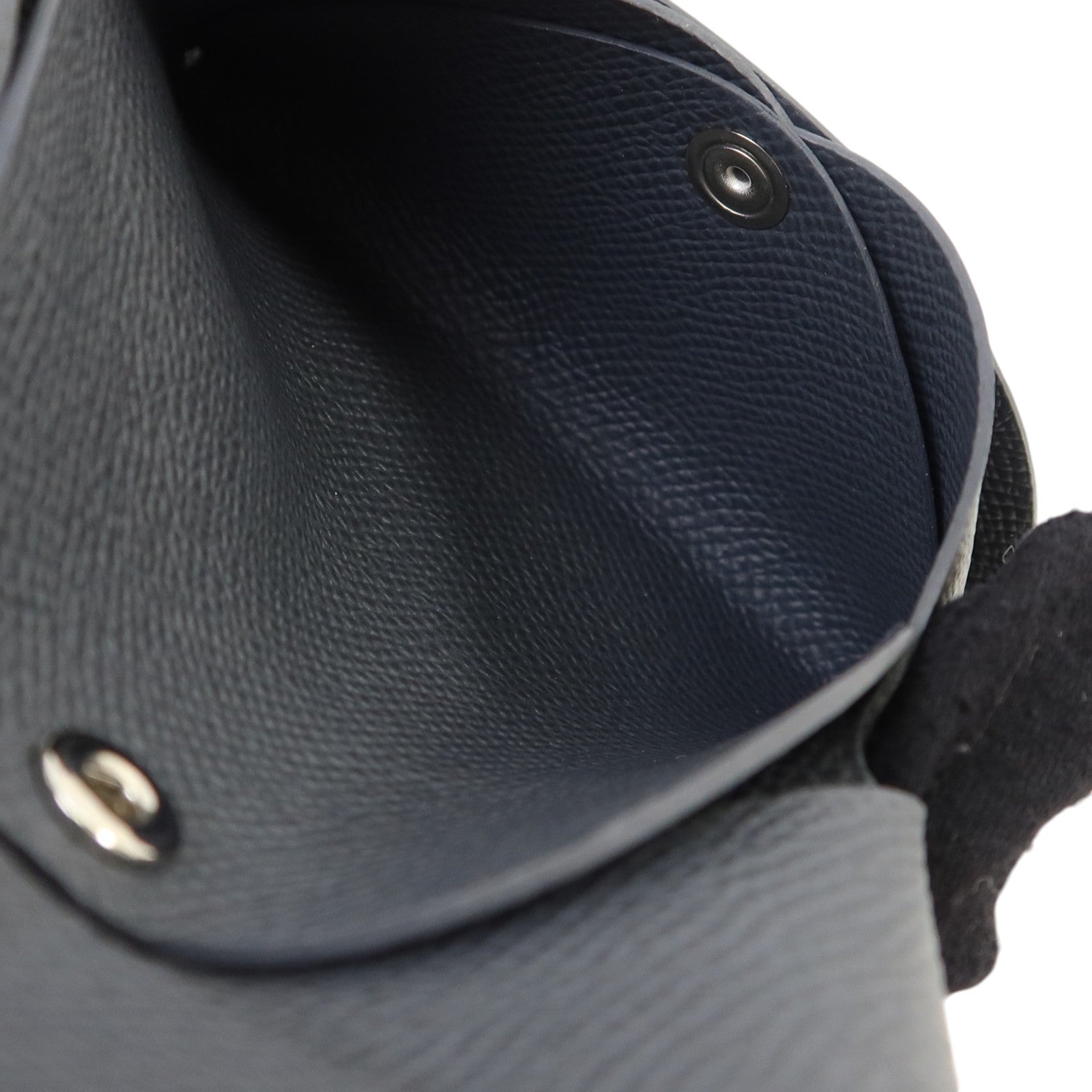 HERMES Epsom皮革Calvi Duo Compact Card Case銀扣卡片套Ardoise