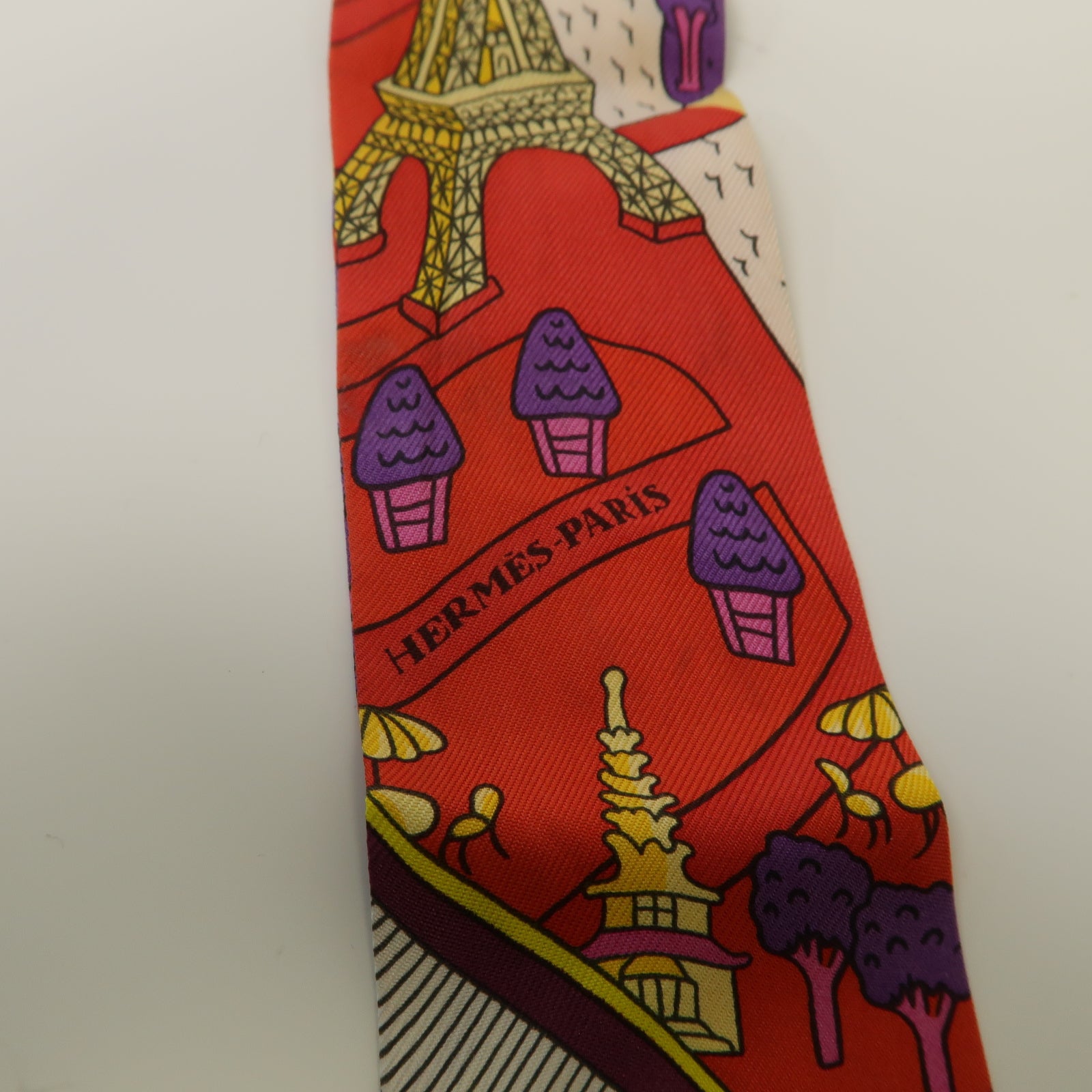 HERMES 【激減優惠】絲質Twilly絲巾紅色