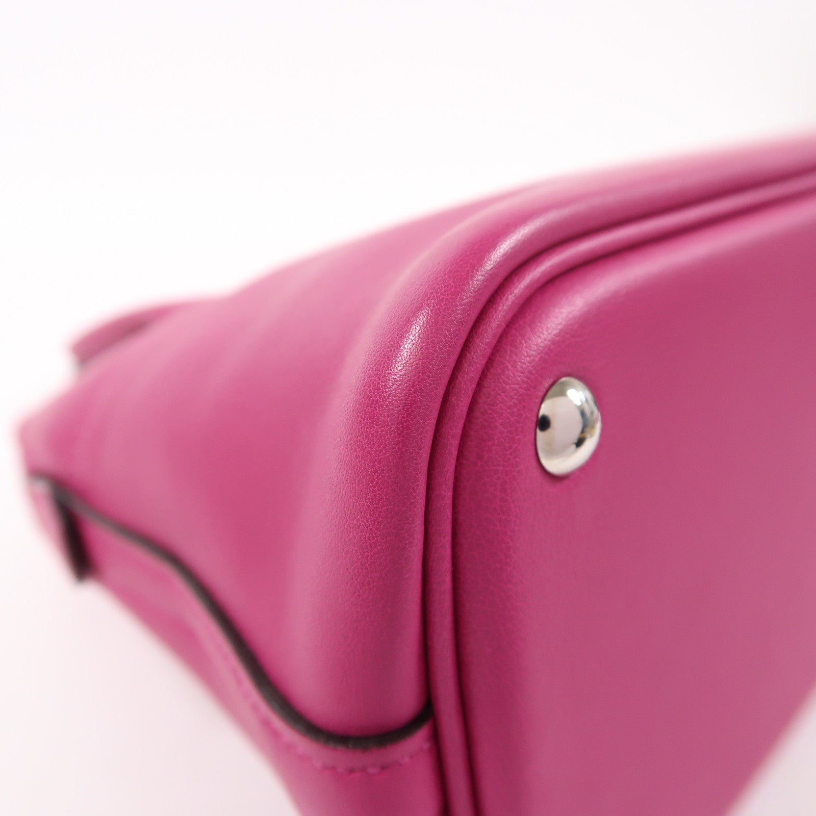 HERMES Swift皮革Bolide 27銀扣手挽肩背兩用袋Rose Pourpre