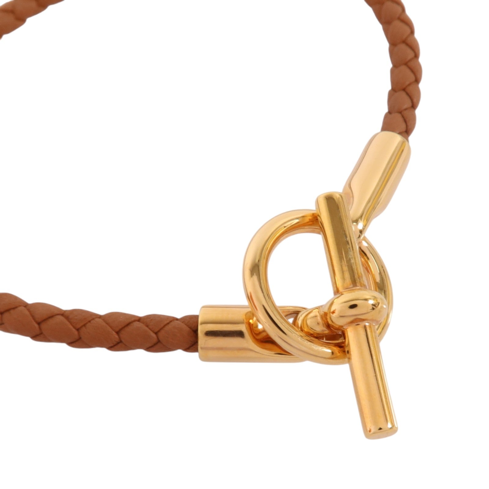 HERMES Swift皮革/金屬Glenan Bracelet金扣手鏈Gold