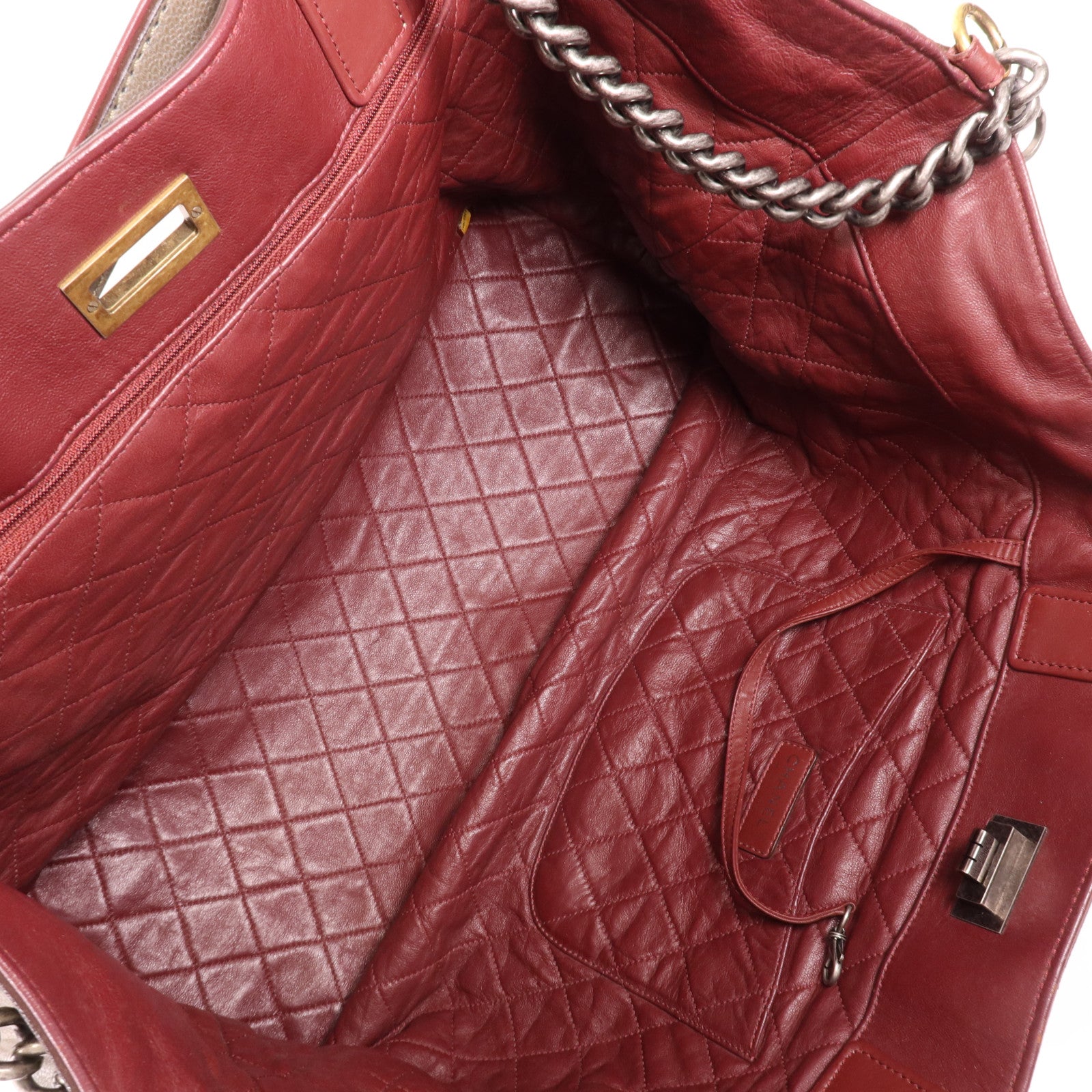 CHANEL 牛皮皮革2 Way Shoulder Bag金扣手挽肩背兩用袋