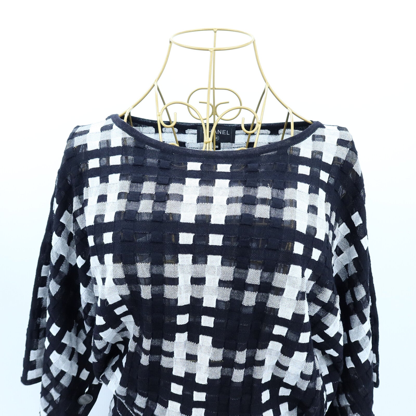 CHANEL Cotton/Wool Sheer Coco Button Knit Dress連身裙