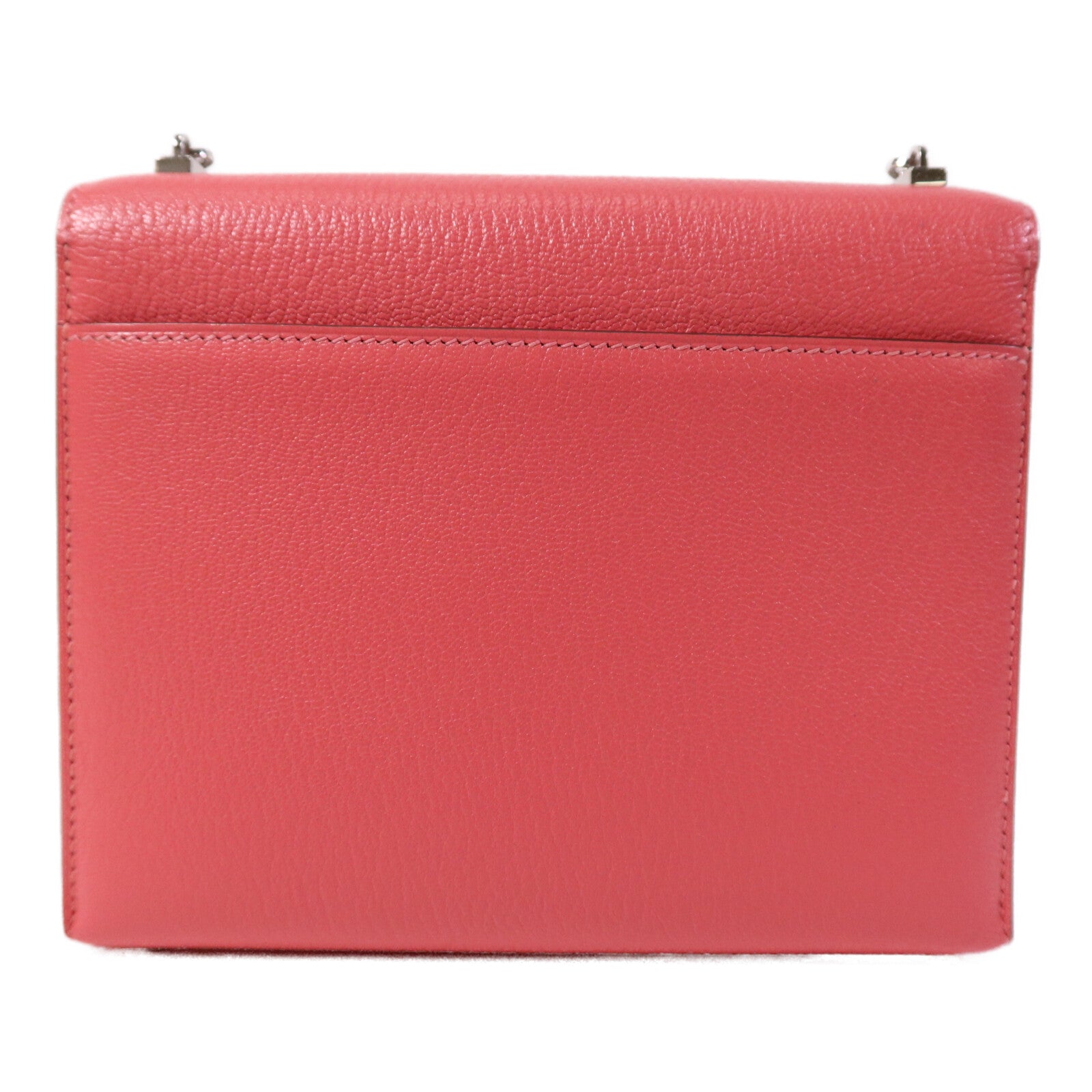 HERMES 【激減優惠】Chevre皮革Mini Verrou銀扣鏈帶肩背袋Rose Azalee