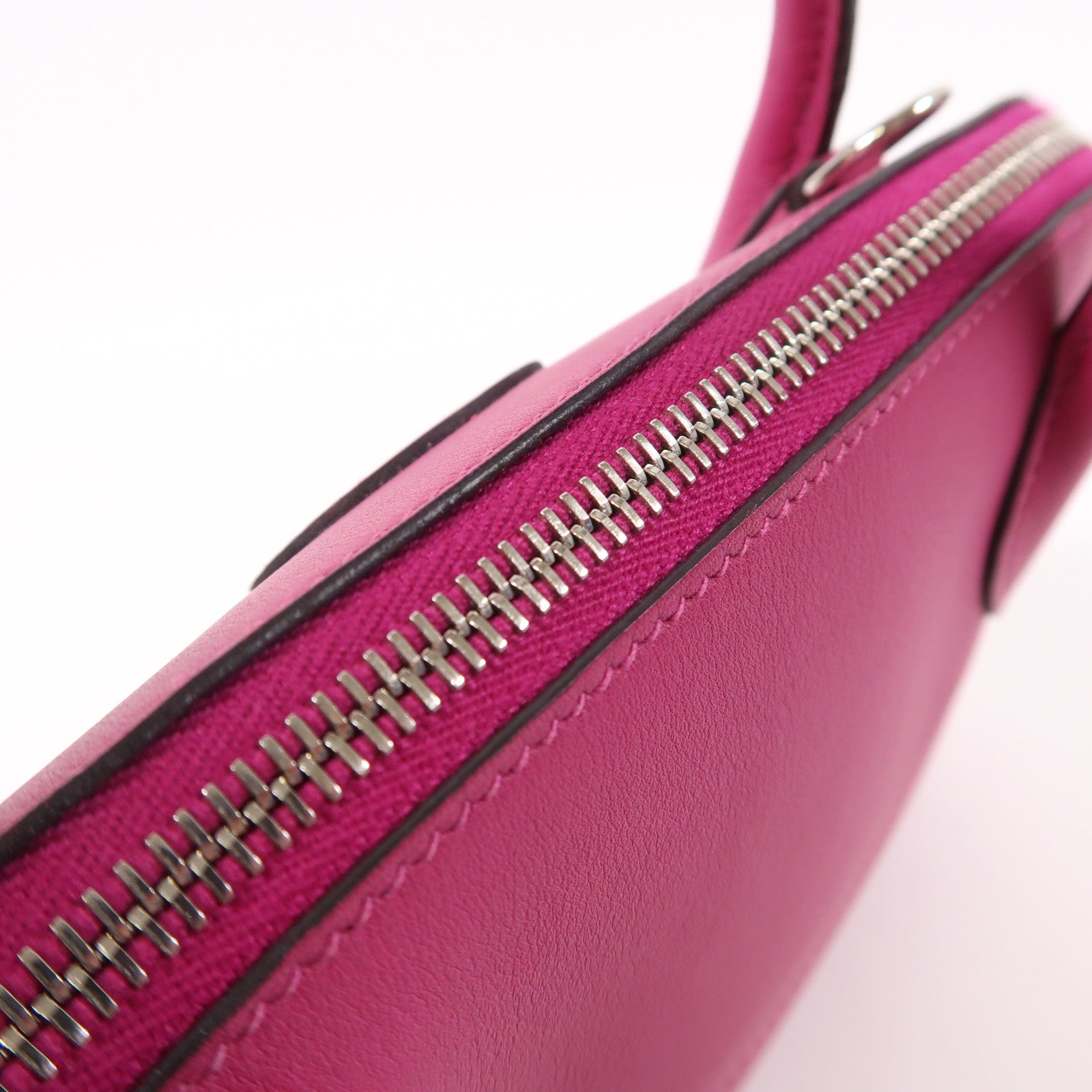 HERMES Swift皮革Bolide 27銀扣手挽肩背兩用袋Rose Pourpre