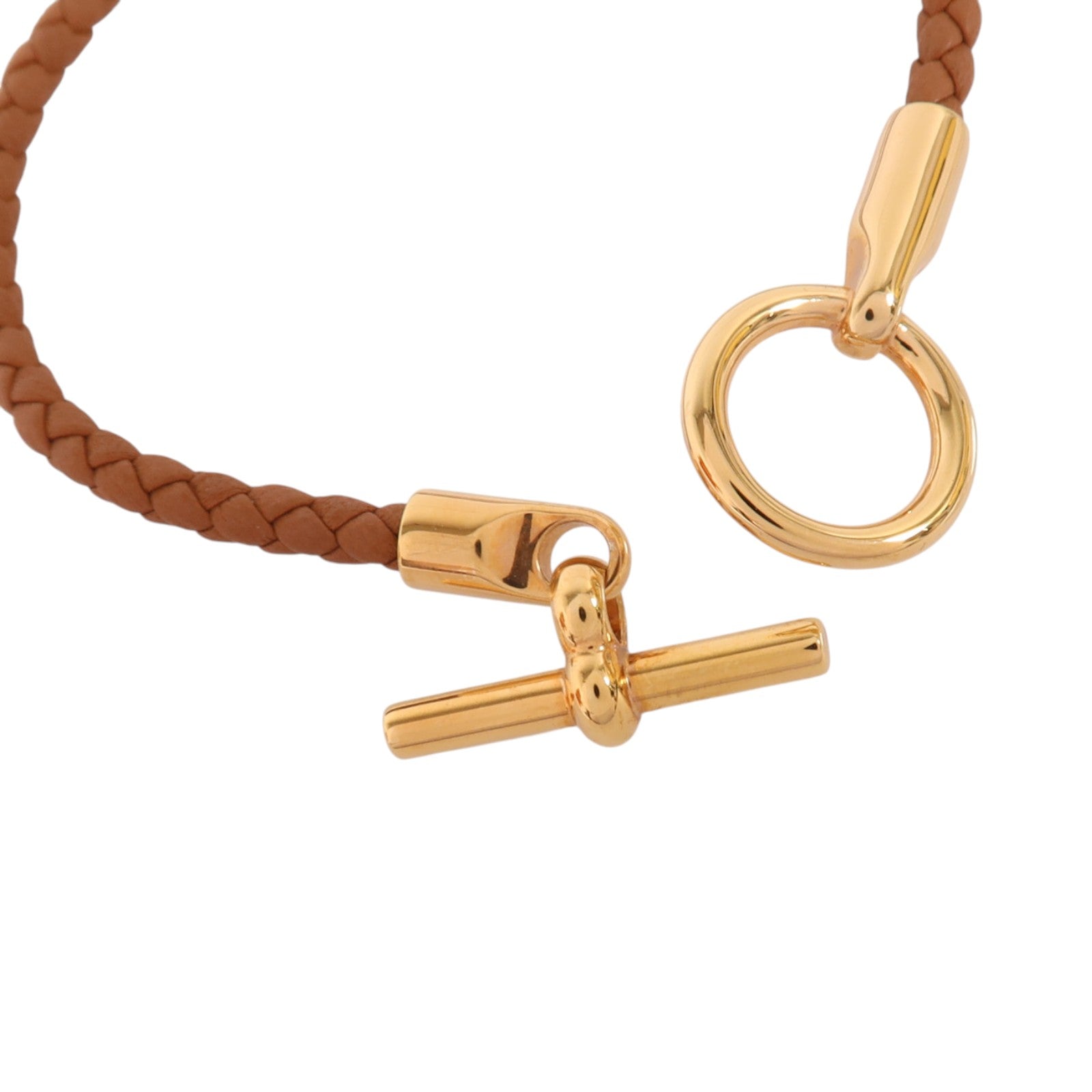 HERMES Swift皮革/金屬Glenan Bracelet金扣手鏈Gold
