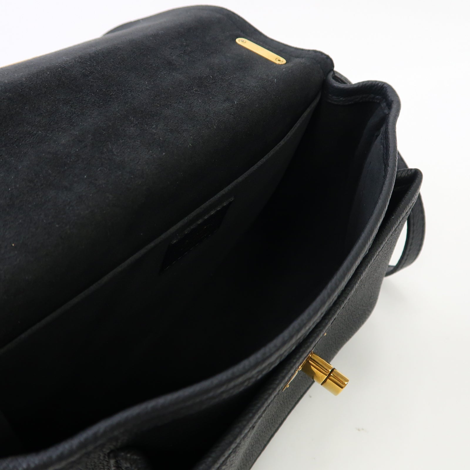 LOUIS VUITTON 牛皮皮革Lock Me金扣鏈帶肩背袋黑色