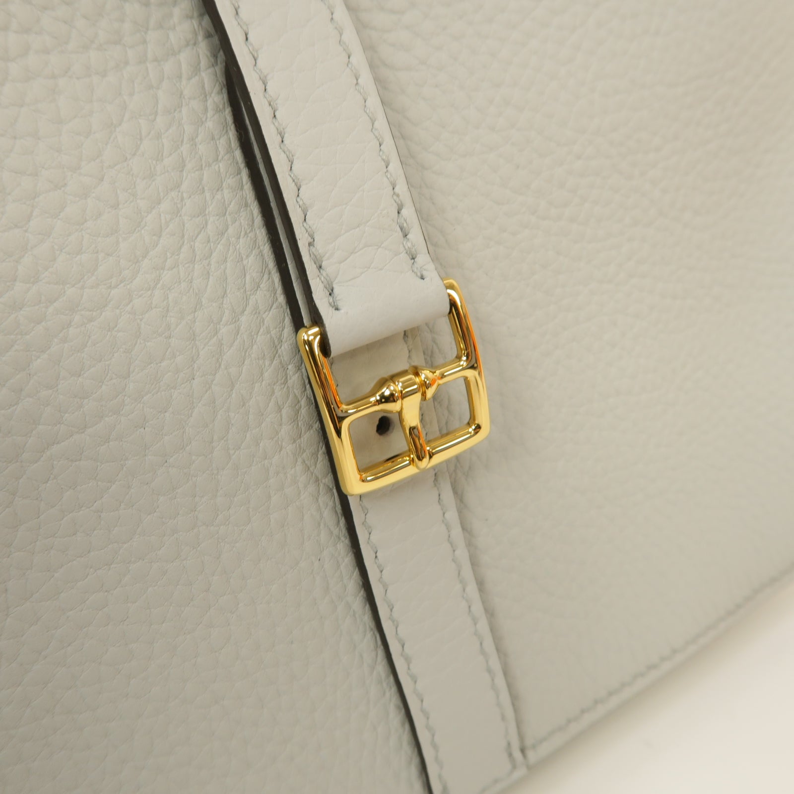 HERMES Clemence皮革Halzan 25金扣肩背袋聖杯藍色