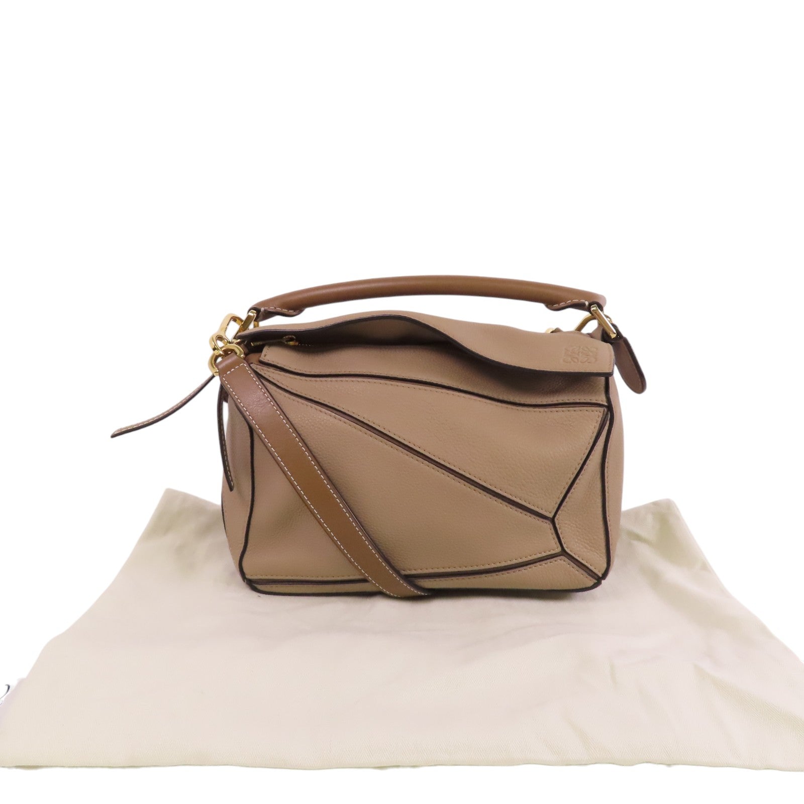 LOEWE 牛皮皮革Puzzle Small金扣手挽肩背兩用袋