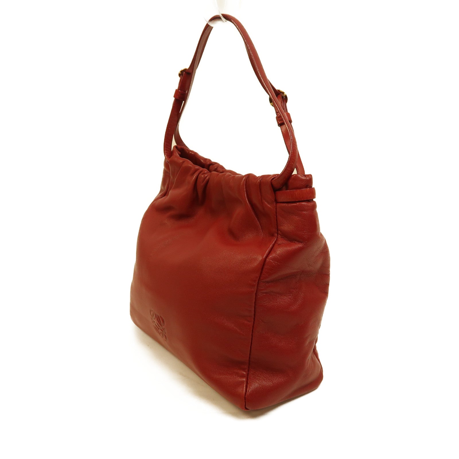 LOEWE 羊皮皮革Hand Bag金扣手挽袋紅色