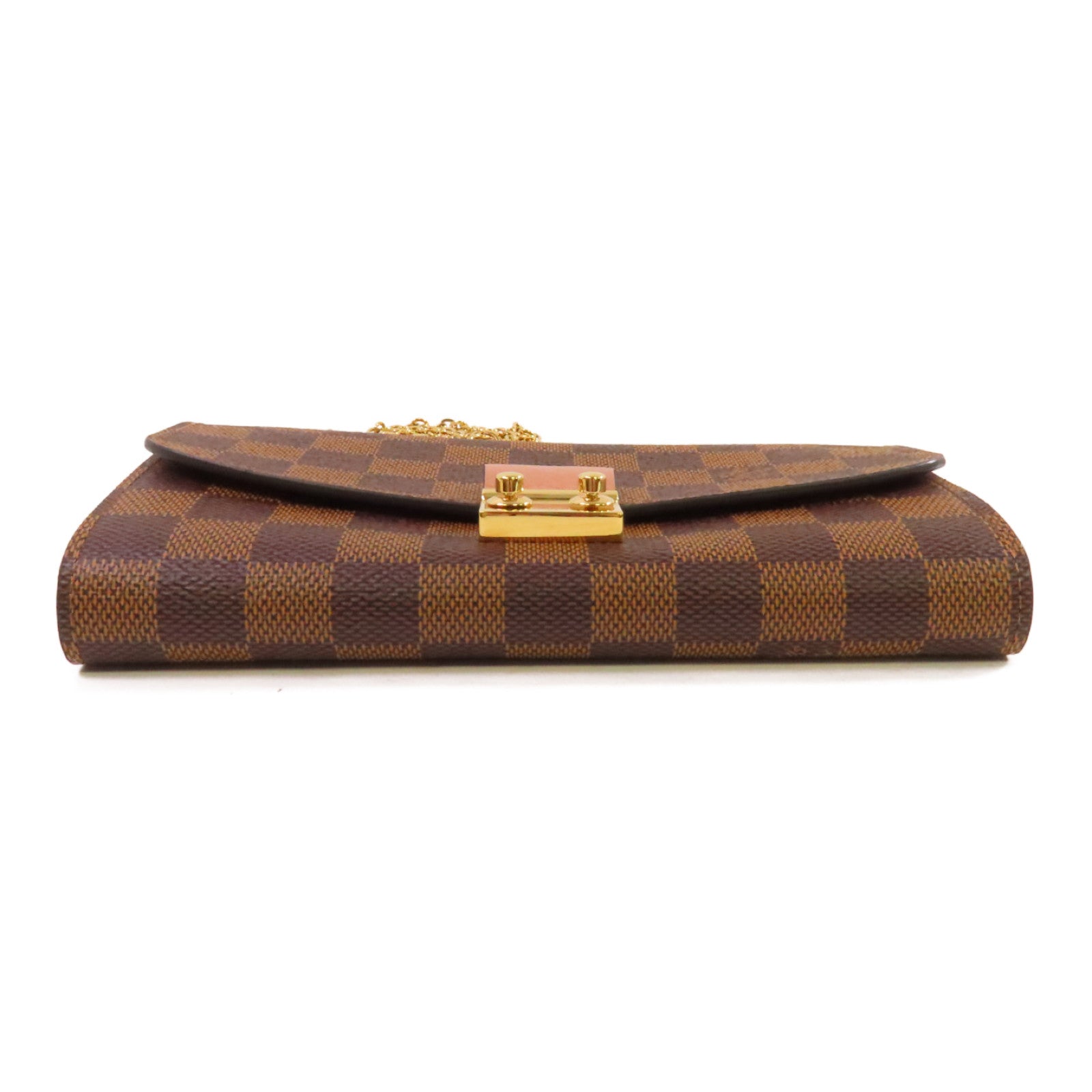 LOUIS VUITTON Damier Azur Croisette Chain Wallet Shoulder Bag金扣鏈帶肩背袋啡色/粉紅色