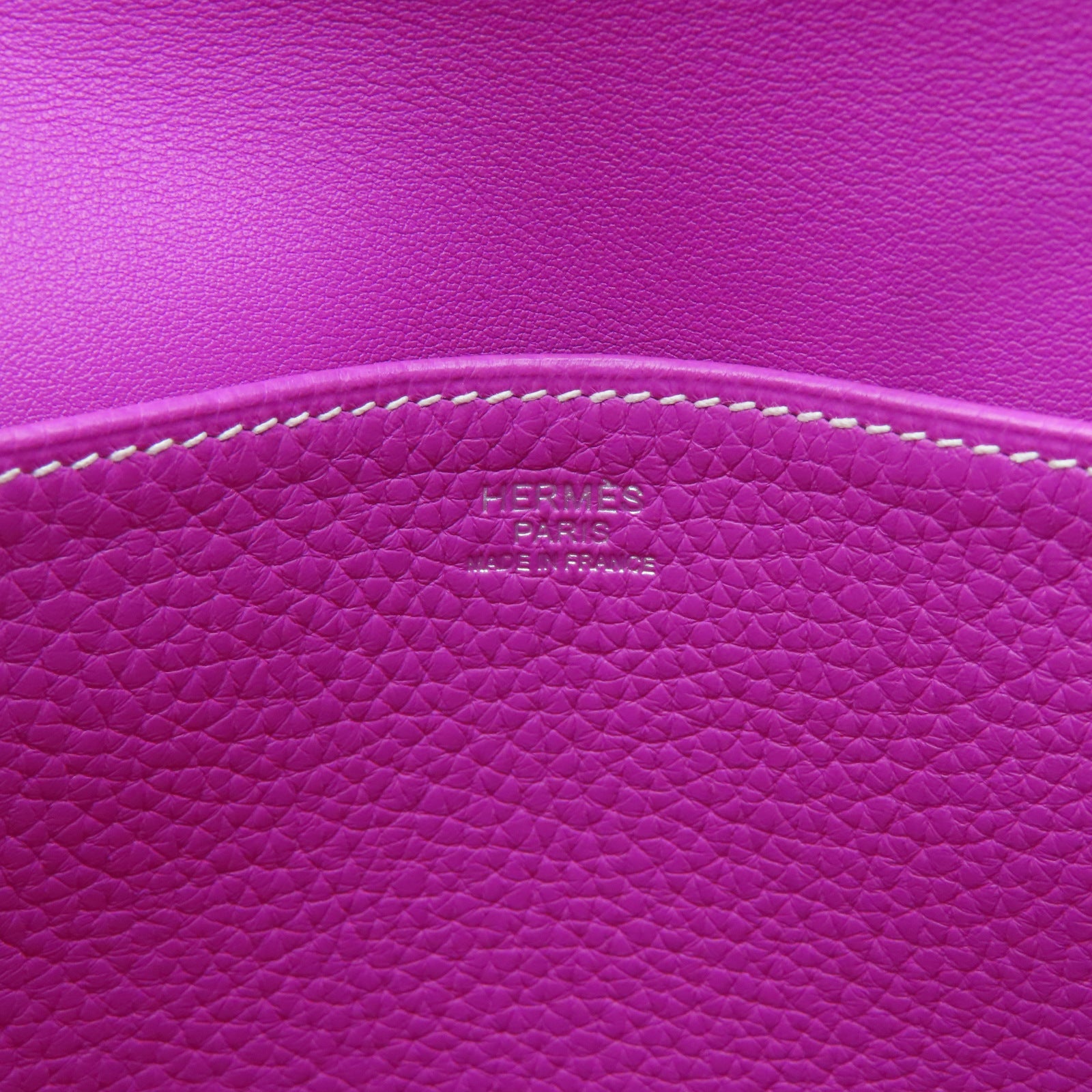HERMES 【清倉大減價】Clemence皮革Halzan 31銀扣手挽肩背兩用袋玉蘭紫色
