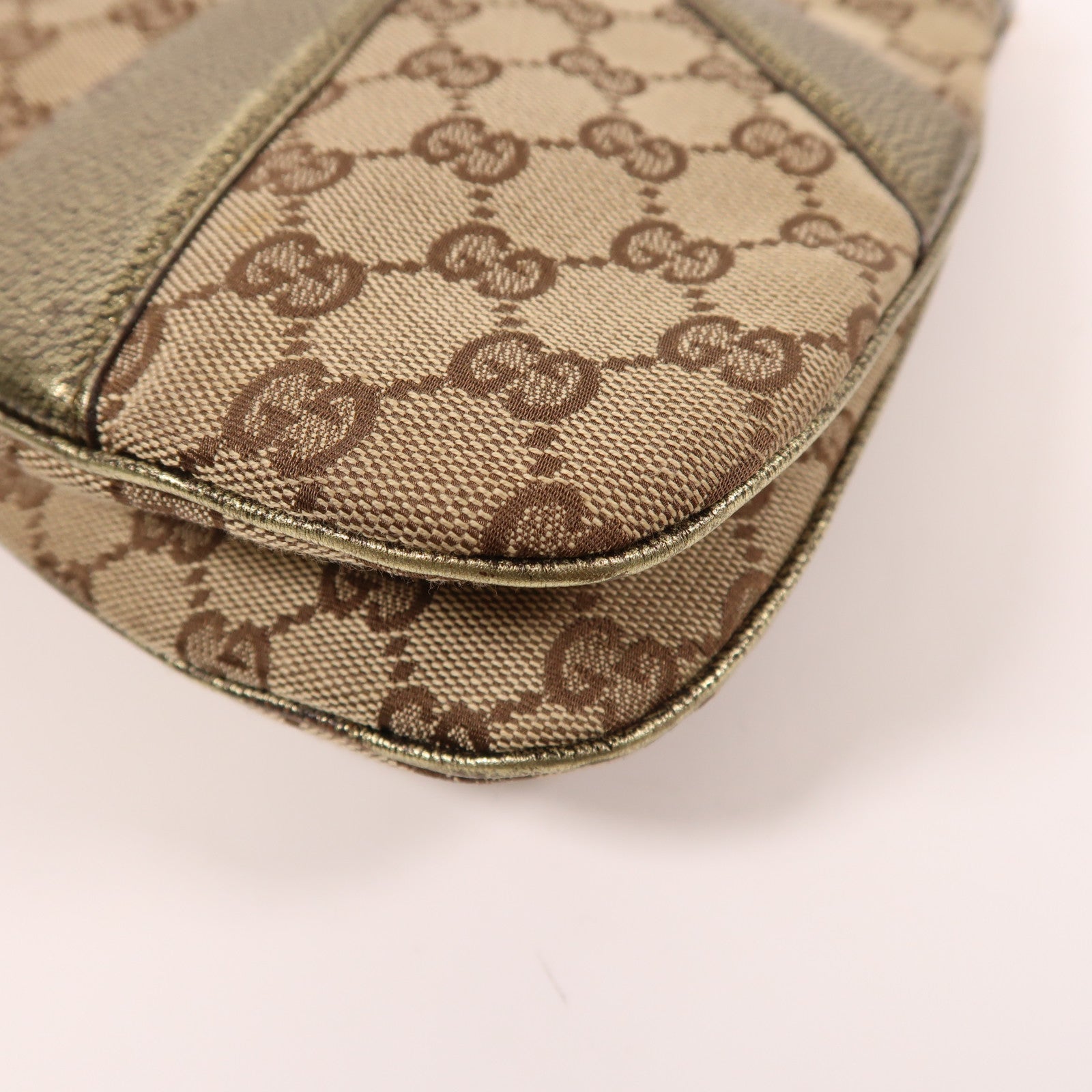 GUCCI 帆布Chain Shoulder金扣鏈帶肩背袋啡色